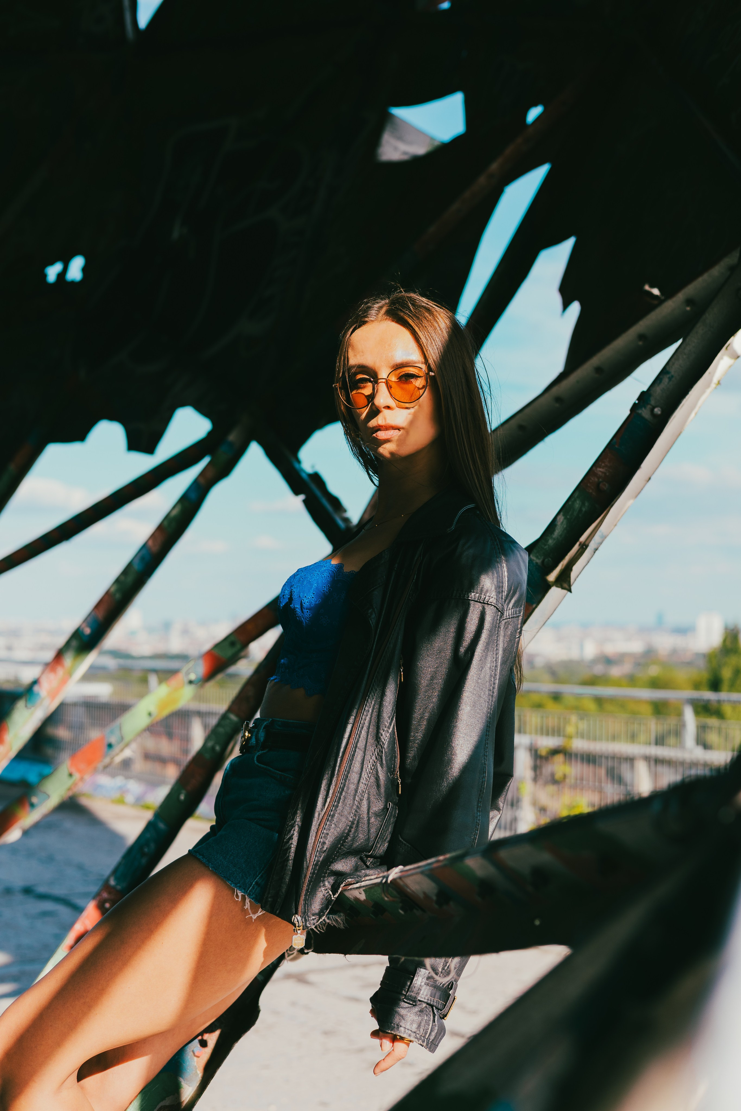 Cinematic portrait with brutalist architecture at Teufelsberg