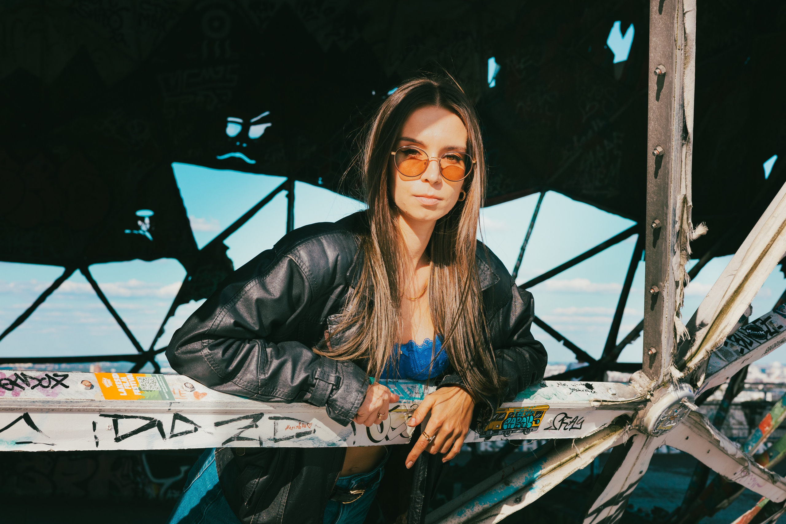 Cinematic female portrait surrounded by Berlin street art