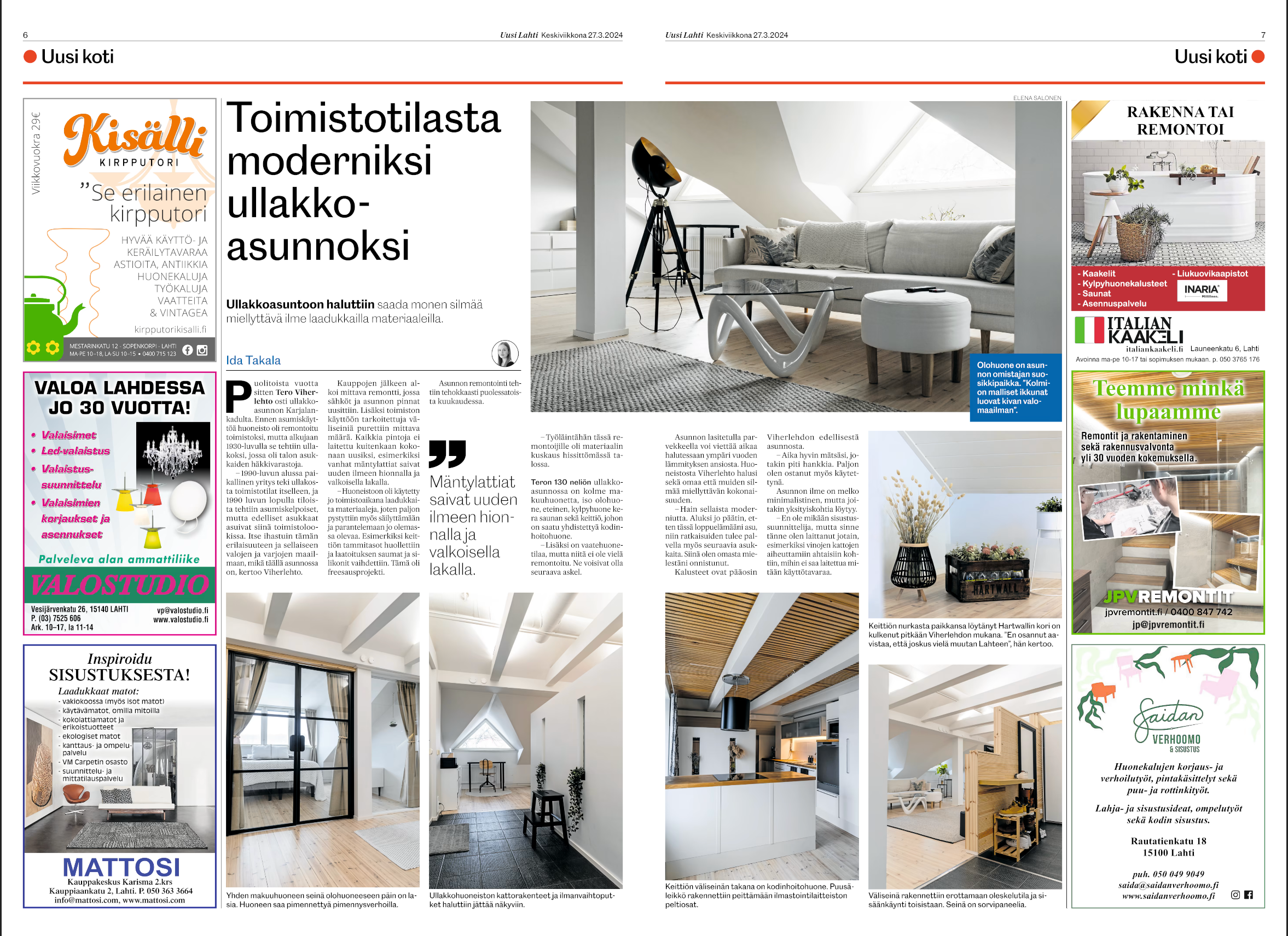 Lehdelle. Valokuvaaja Lahti, Helsinki Elena Salonen