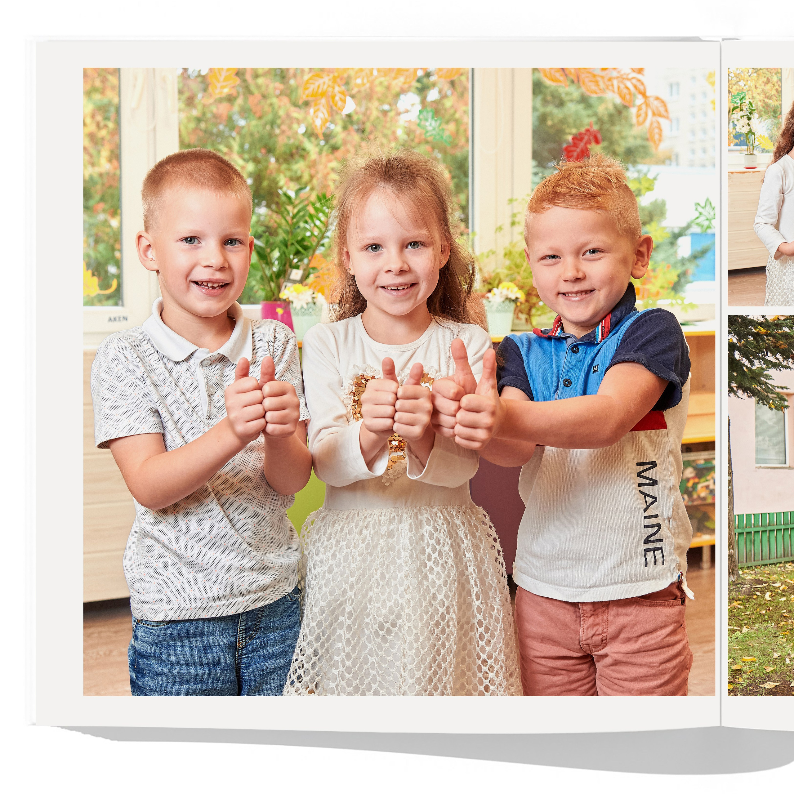 Дети играют с друзьями в группе, фото для альбома