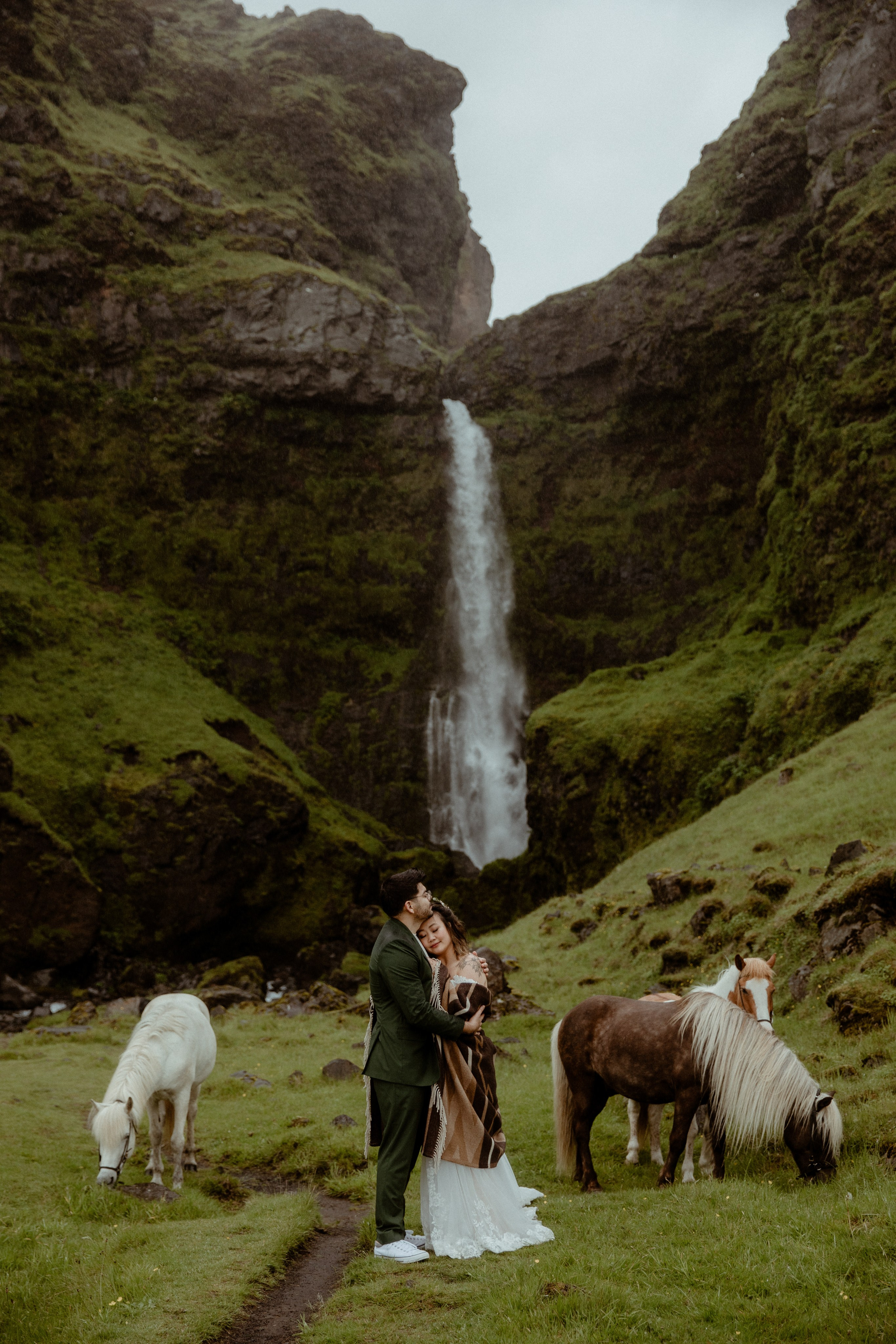 Elopement at Kvernufoss Waterfall. Iceland elopement photographer & videographer