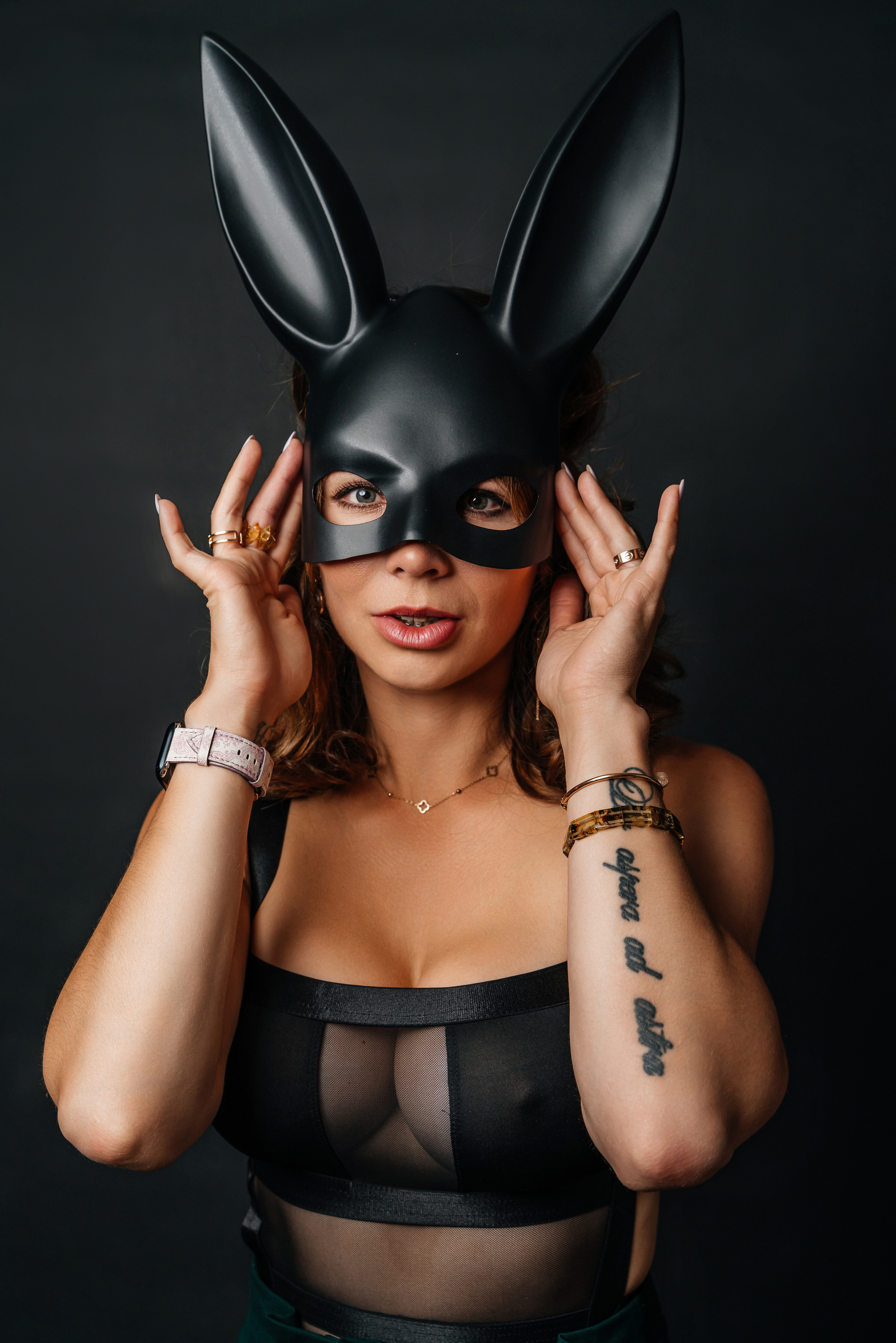 Bunny mask photo shoot