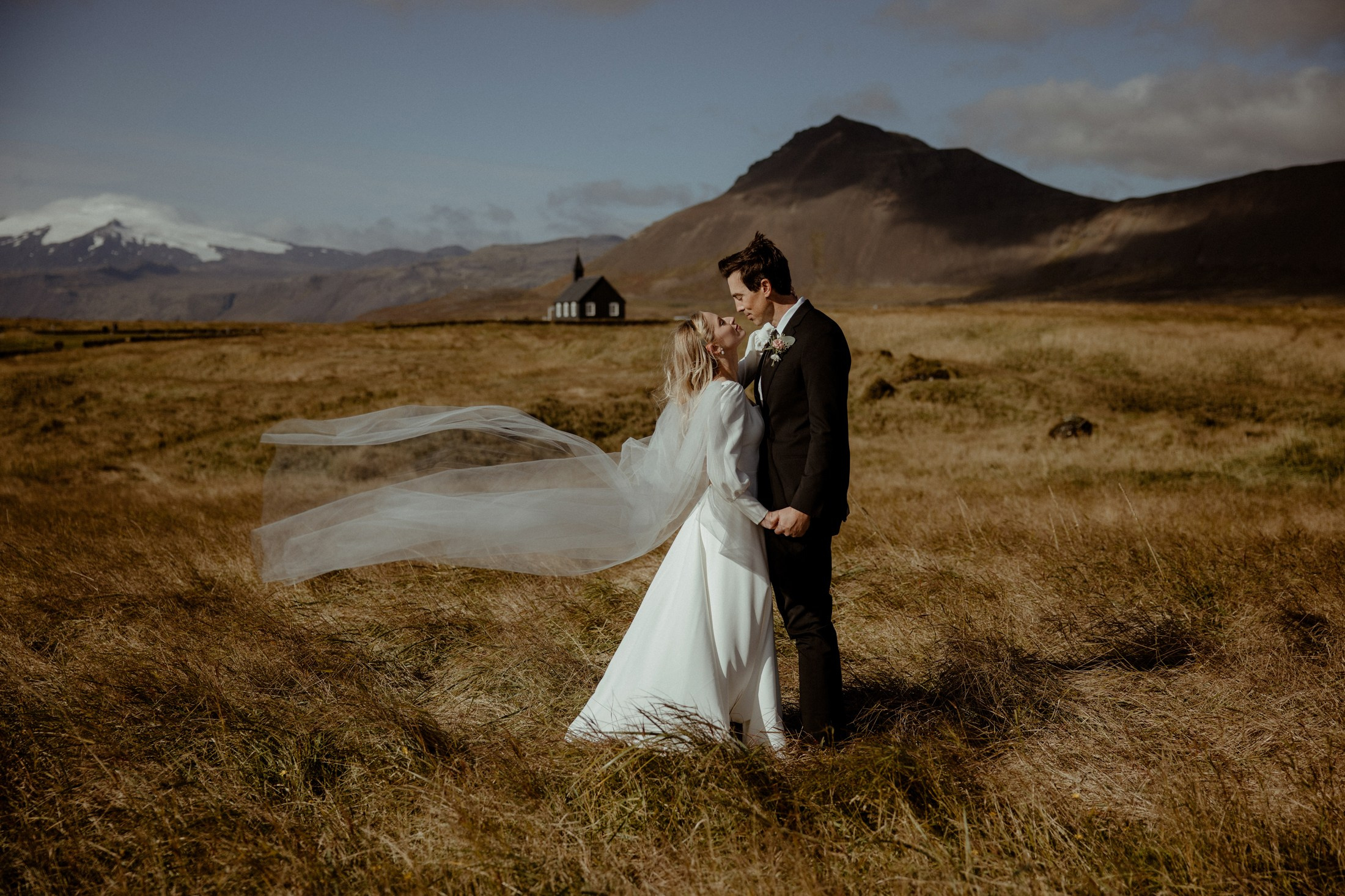 Iceland elopement at Budir Black Church | Snæfellsnes wedding by Iceland elopement photographer & videographer. Iceland elopement photographer & videographer