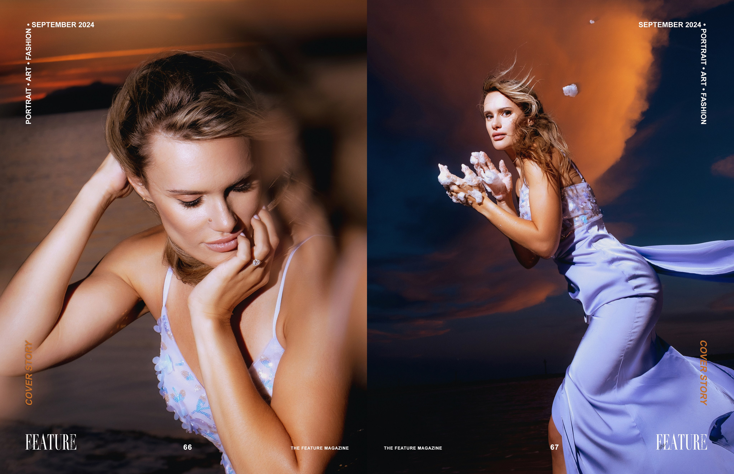 Photos from the pink lake were published in the fashion magazine The Feature Magazine