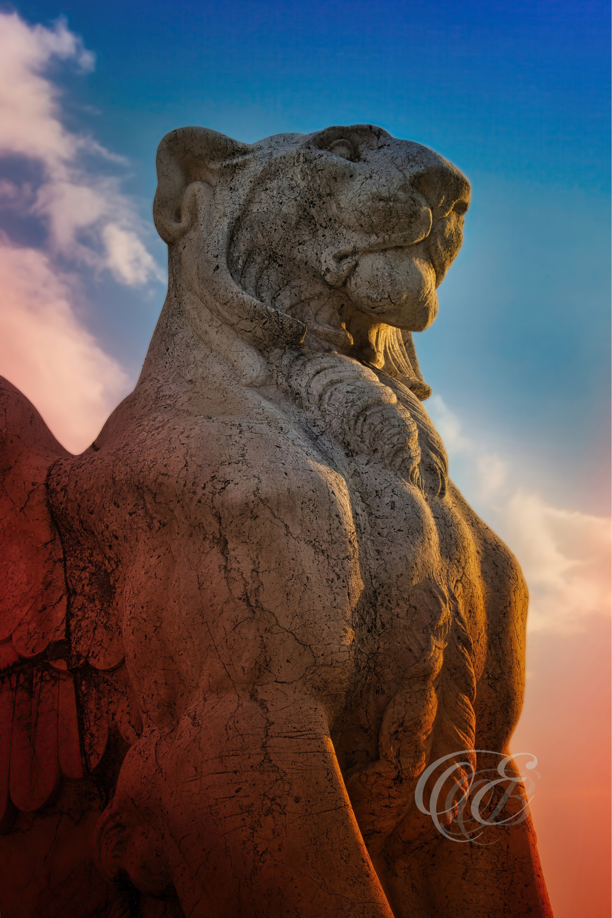 Rome Italy – Victor Emmanuel II Monument Winged Lion majestic – Eduardo Bartoli Fine Art Photography – Majestic photo of the Winged Lion at the Victor Emmanuel II Monument in Rome, Italy, by Eduardo Bartoli.