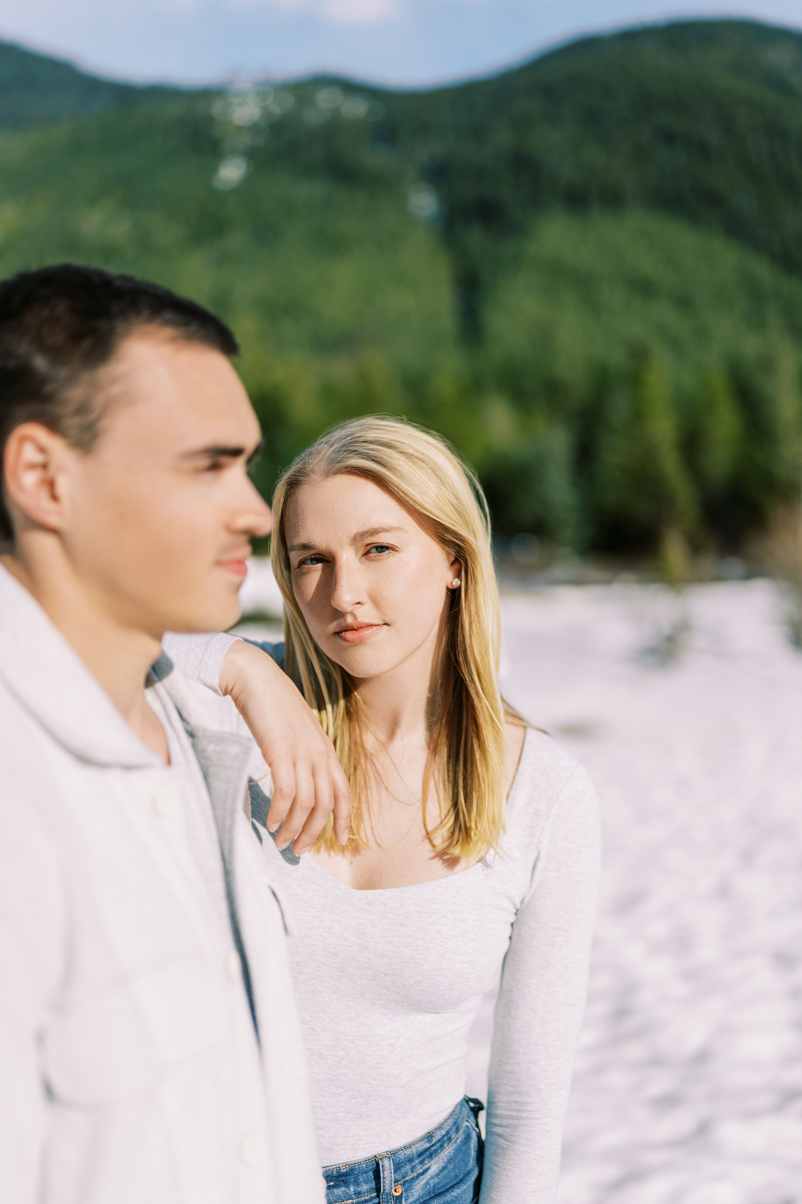 Engagement photo shoot Caitlyn & Riley / April 2024. Gold Creek Pond, WA. EVAN ARISTOV WEDDING PHOTOGRAPHY — Seattle Wedding Photographer