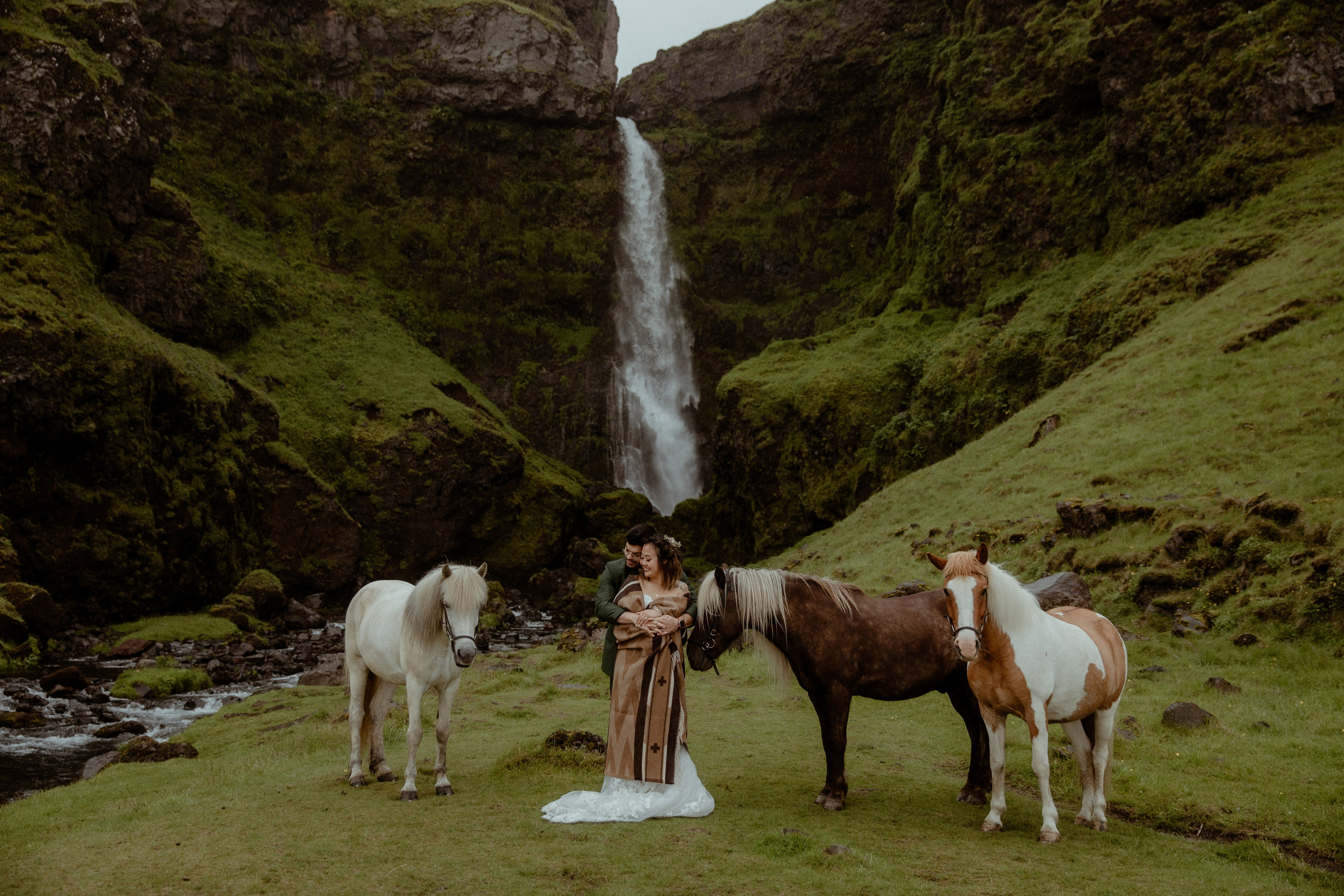 Elopement at Kvernufoss Waterfall. Iceland elopement photographer & videographer