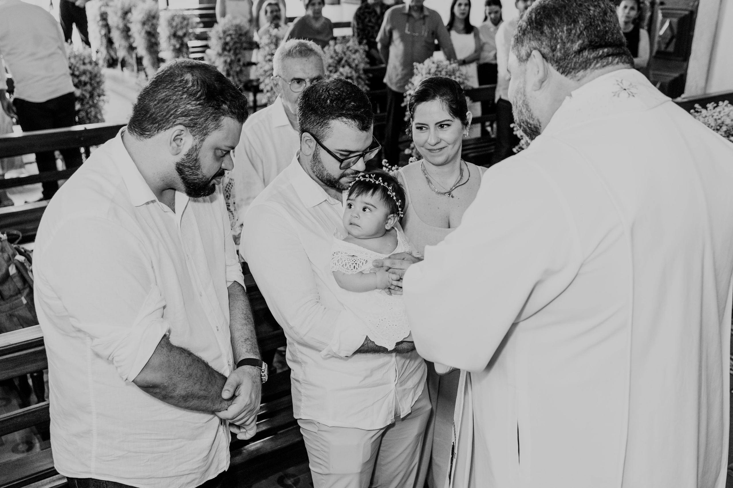 Família reunida antes do batizado