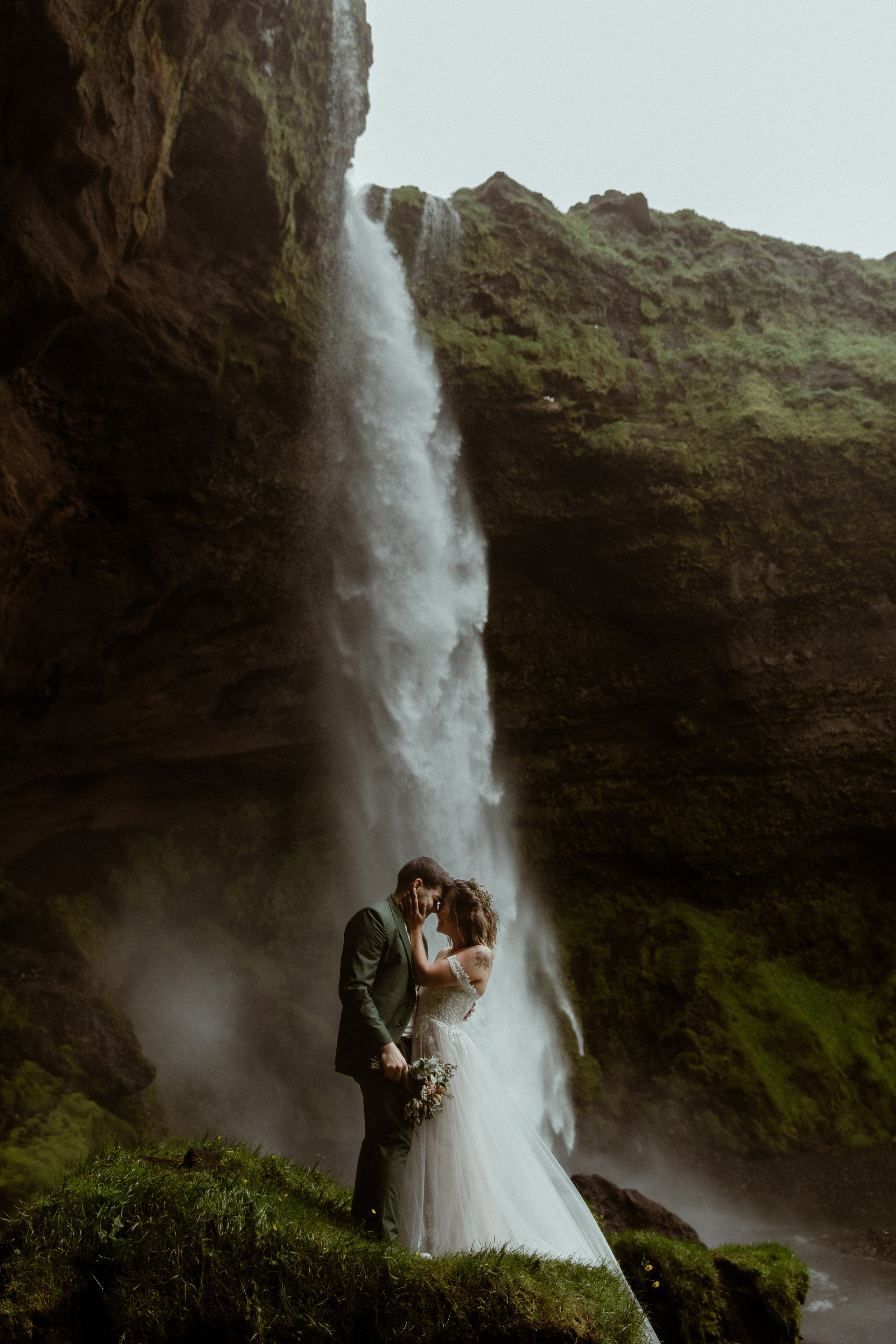 Elopement at Kvernufoss Waterfall. Iceland elopement photographer & videographer