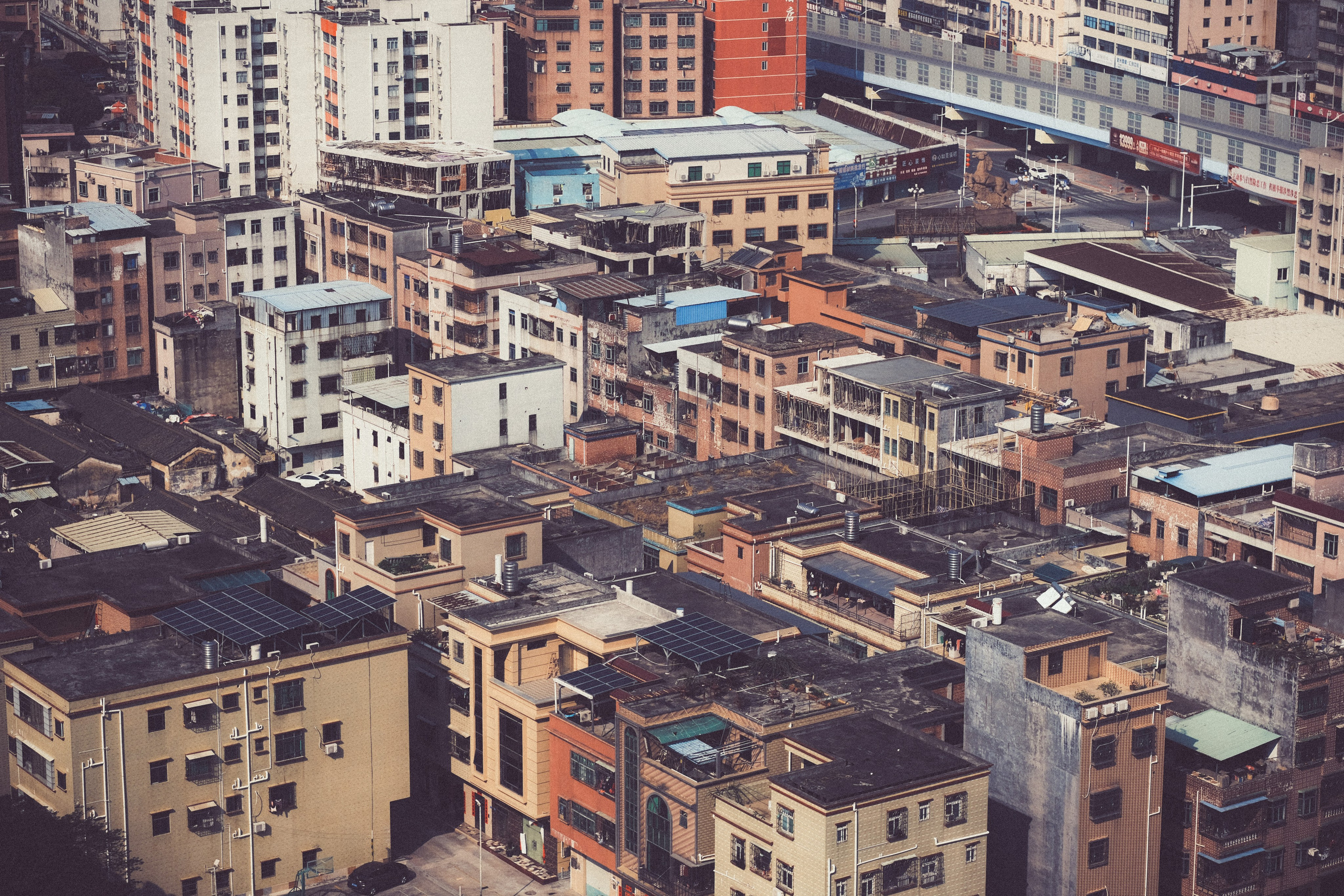 View of rooftops in Dongguan city