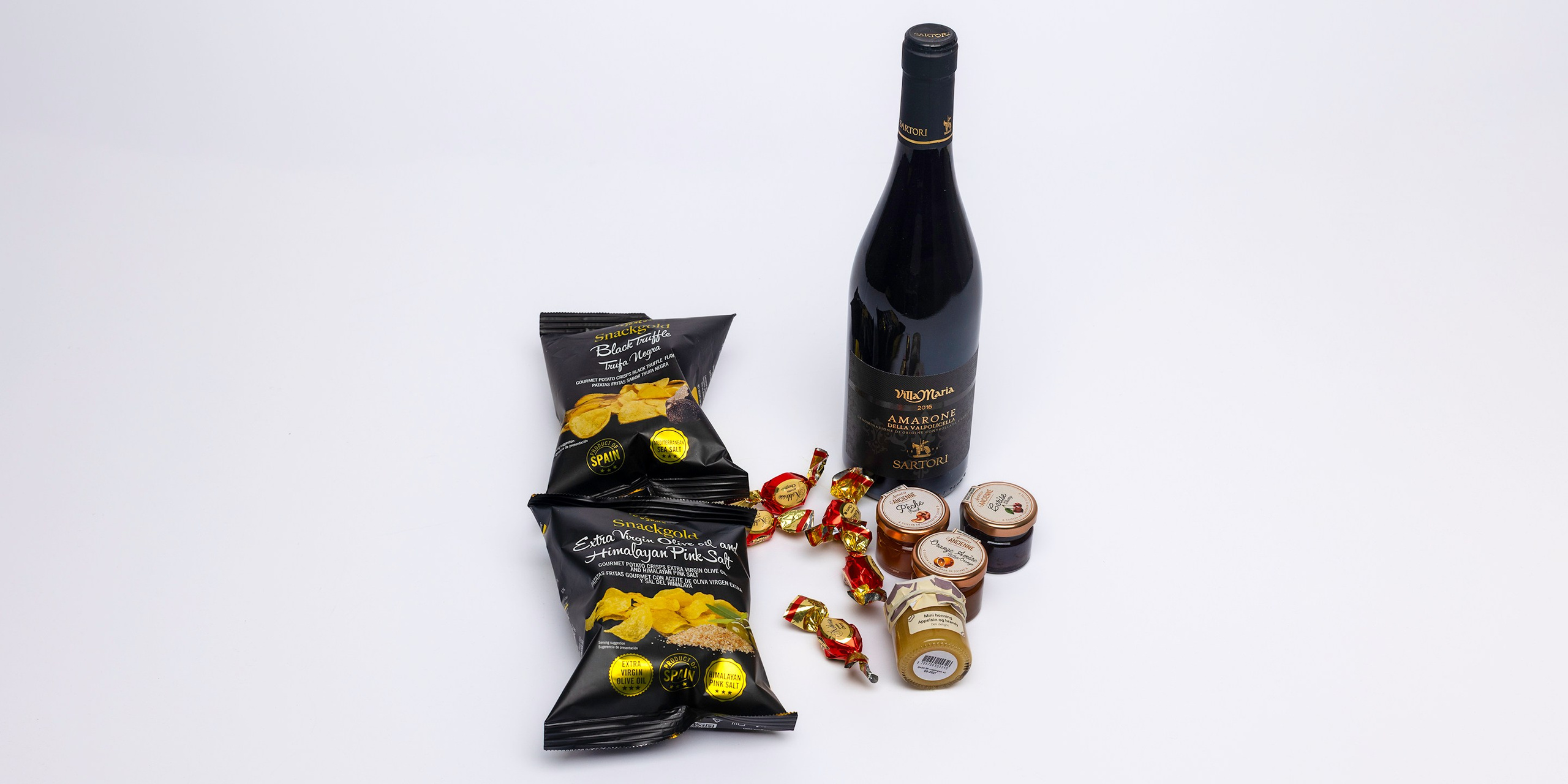 Gavekurve til firmaer med delikatesser og vin – levering via Wolt i Aarhus