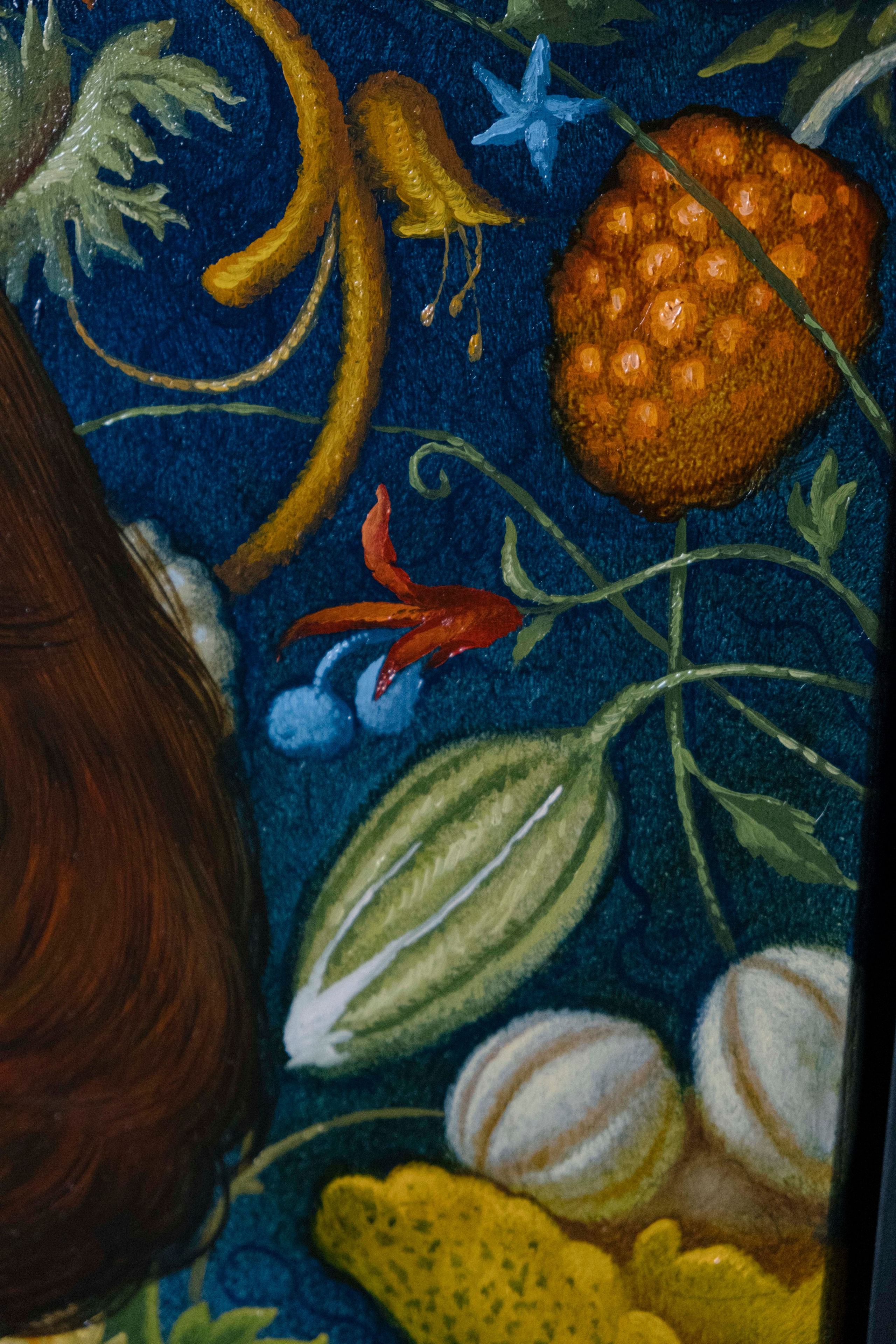 Portrait on a Blue background. ELEN BEZHEN