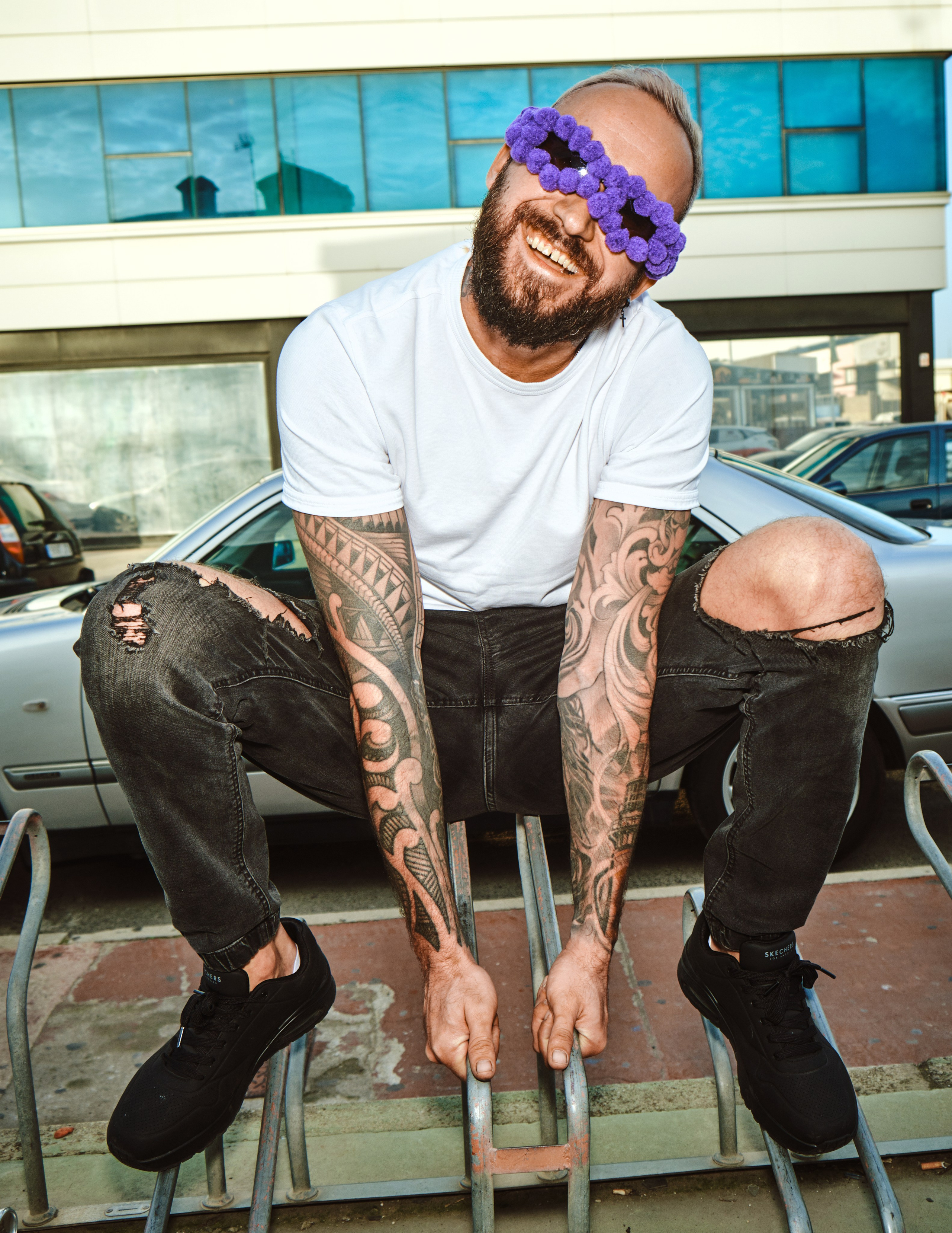 Street photography with flash light in the industrial area of Torrevieja, Alicante