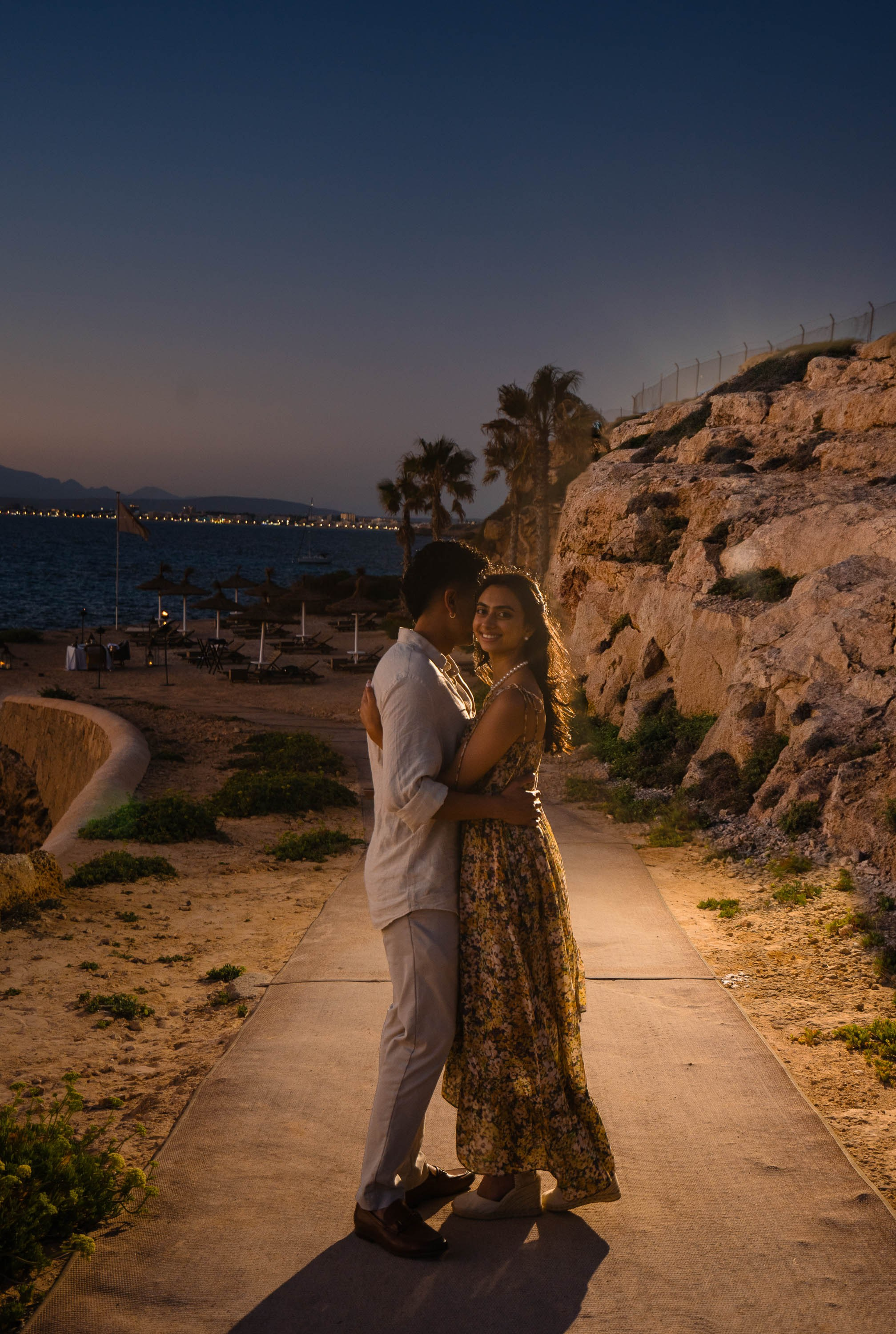Dusk Wedding Proposal in Cap Rocat with UK clients. Mallorca Wedding, Corporate & Social Photographer