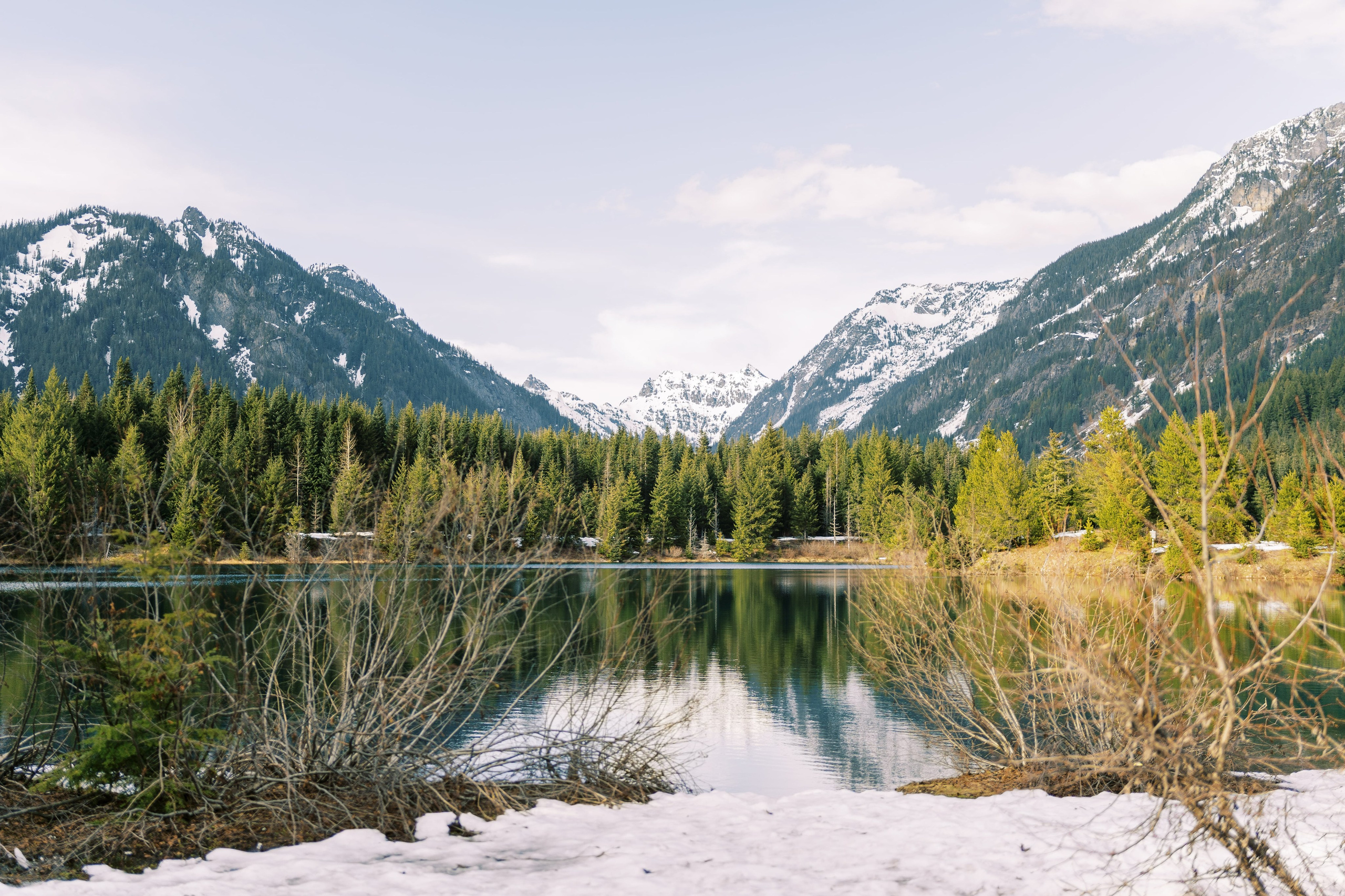 Engagement photo shoot Caitlyn & Riley / April 2024. Gold Creek Pond, WA. EVAN ARISTOV WEDDING PHOTOGRAPHY — Seattle Wedding Photographer