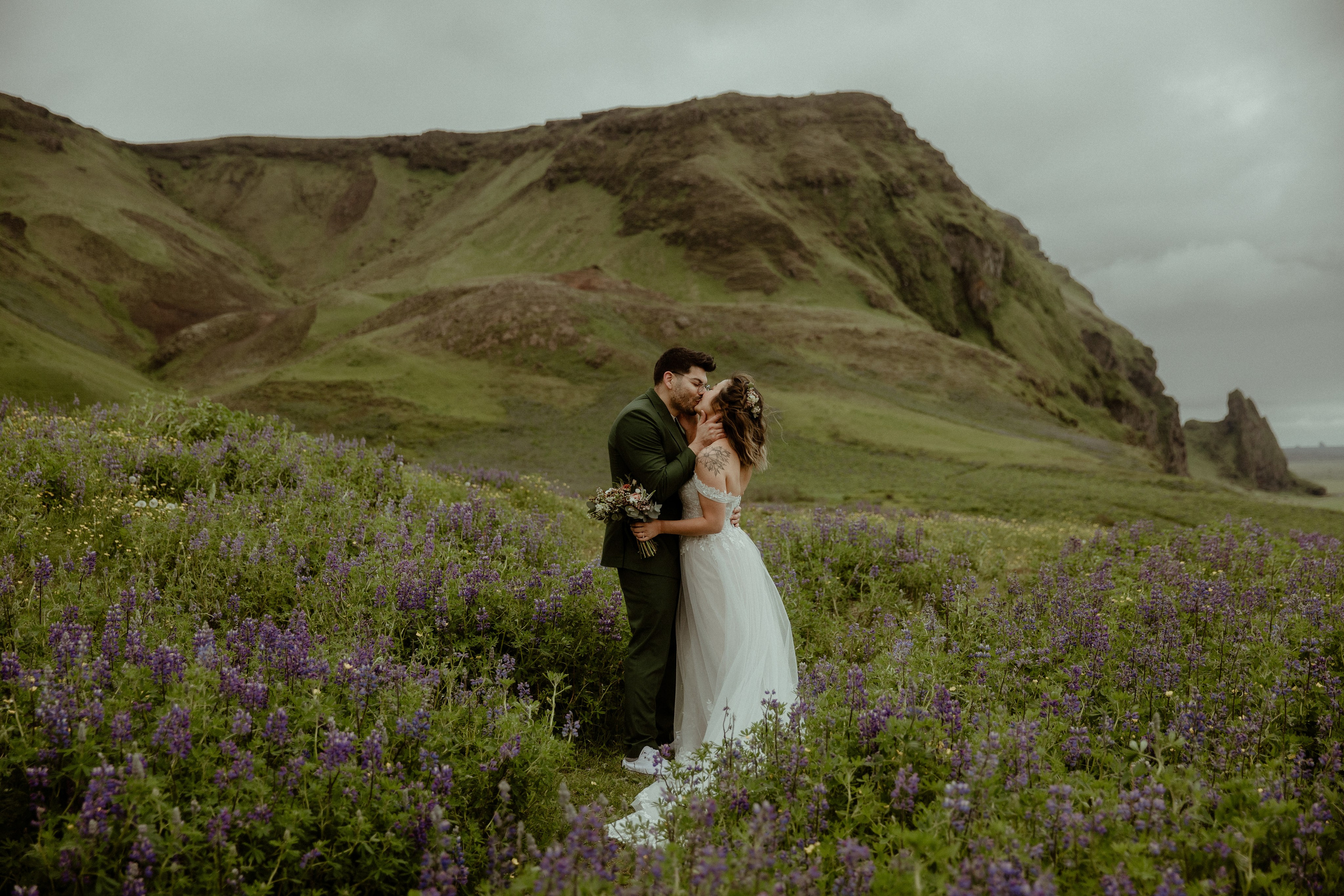 Elopement at Kvernufoss Waterfall. Iceland elopement photographer & videographer