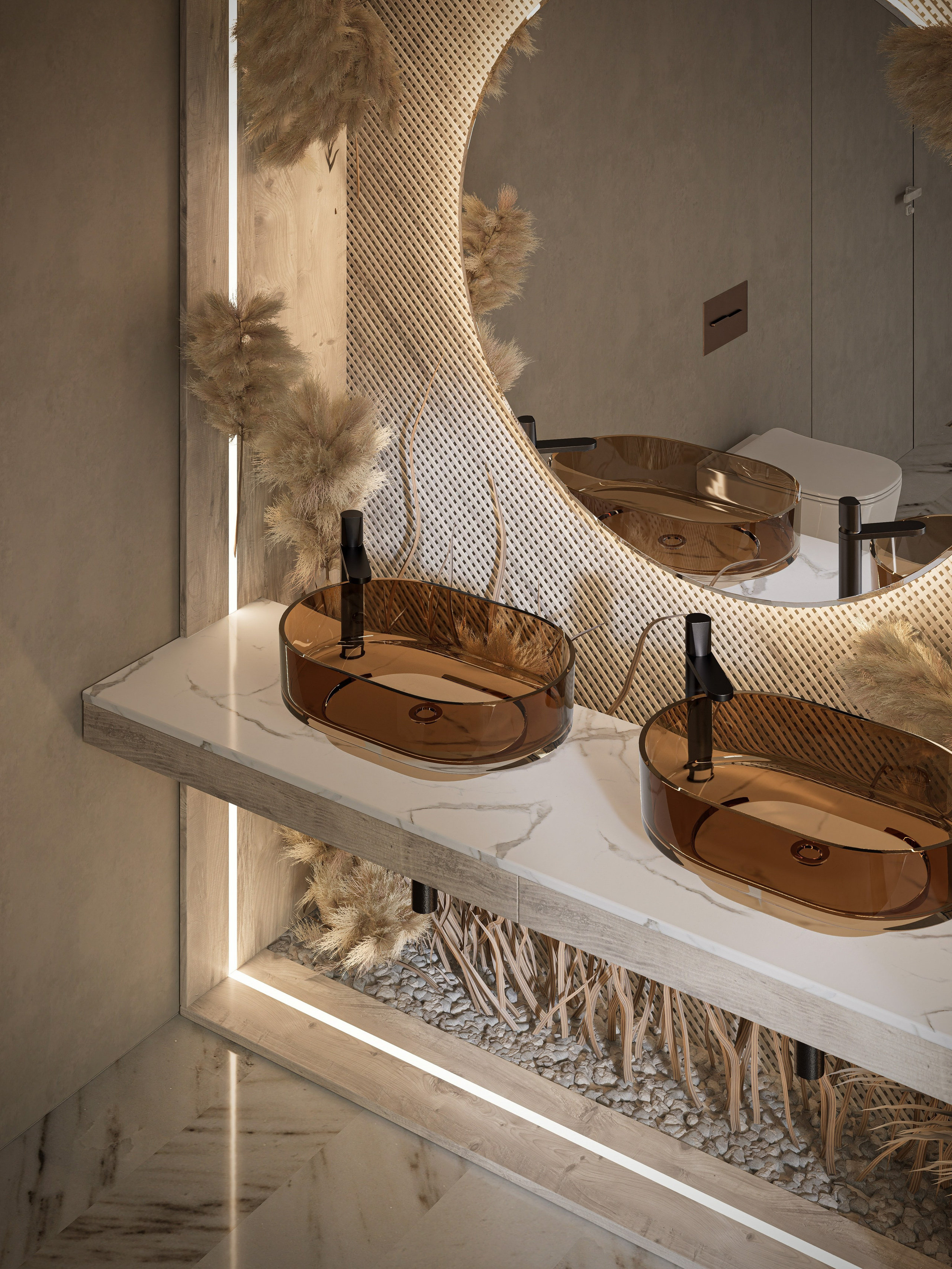 Pampas Decor-Inspired Bathroom. Liana Hasratyan | Architectural and Interior Design