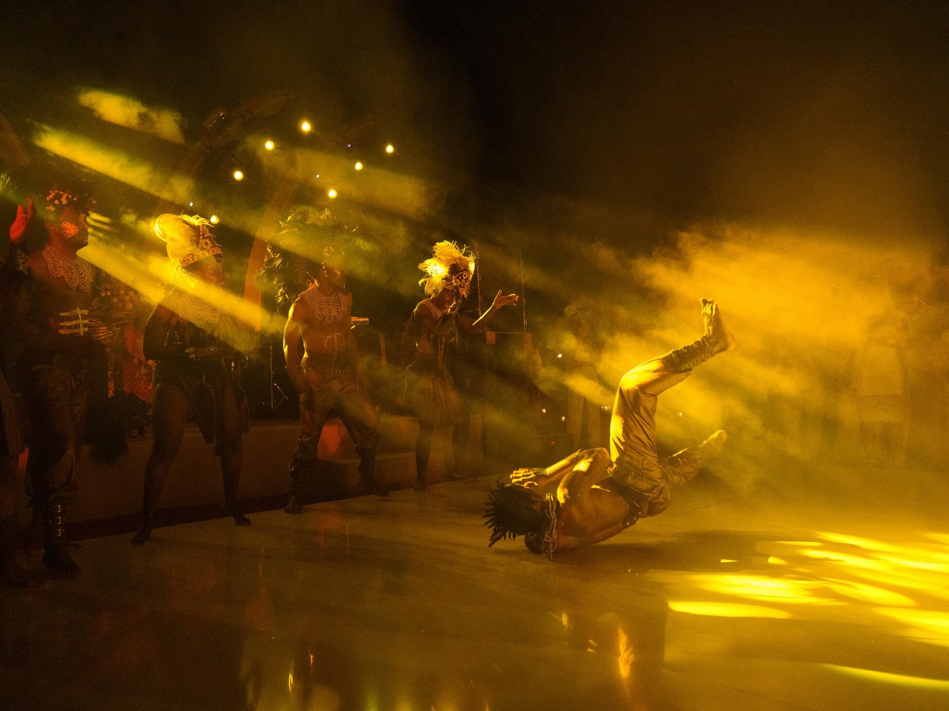 Dancer performing on stage at destination desert wedding party