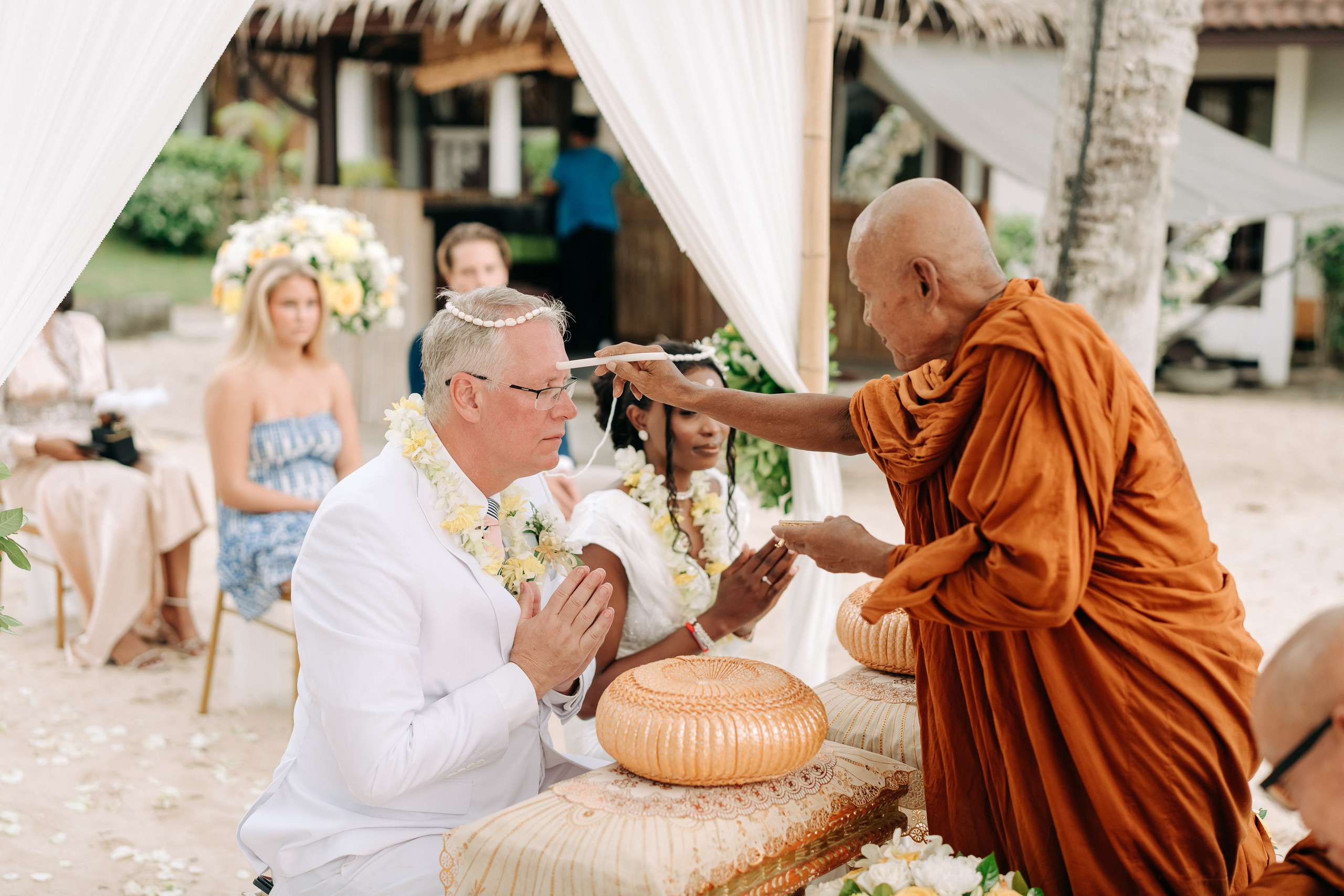 Buddhist blessing wedding Ceremony on Koh Samui, Thailand