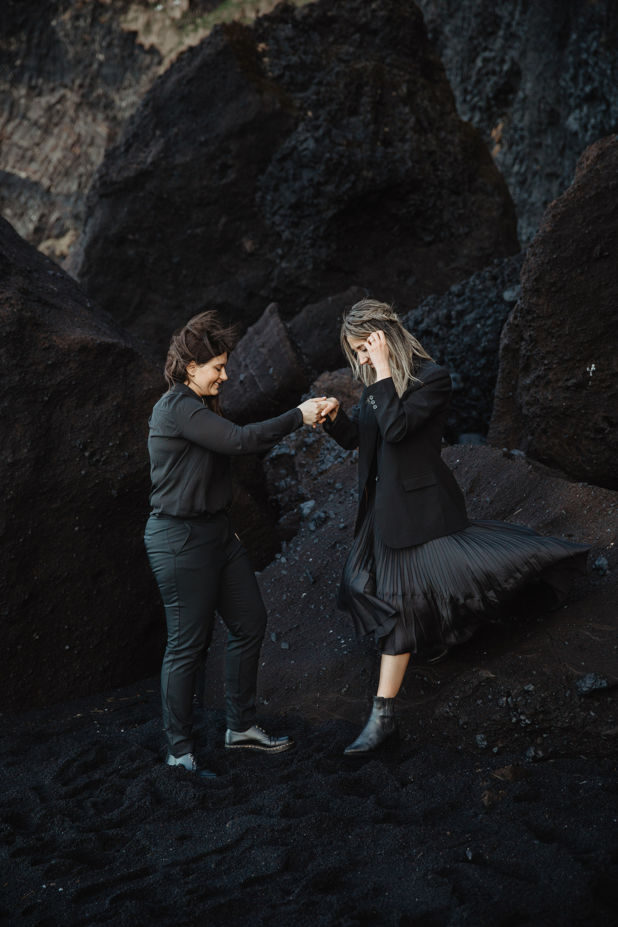 Same Sex Wedding at Iceland Black Sand Beach. Iceland elopement photographer & videographer