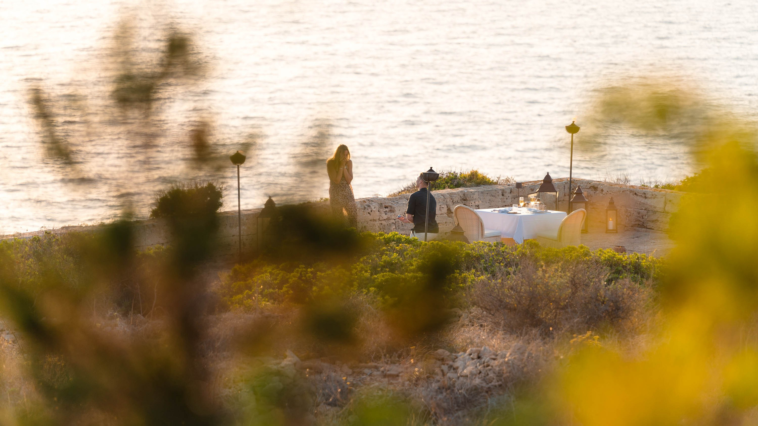 Dusk Wedding Proposal Cap Rocat. Mallorca Wedding, Corporate & Social Photographer