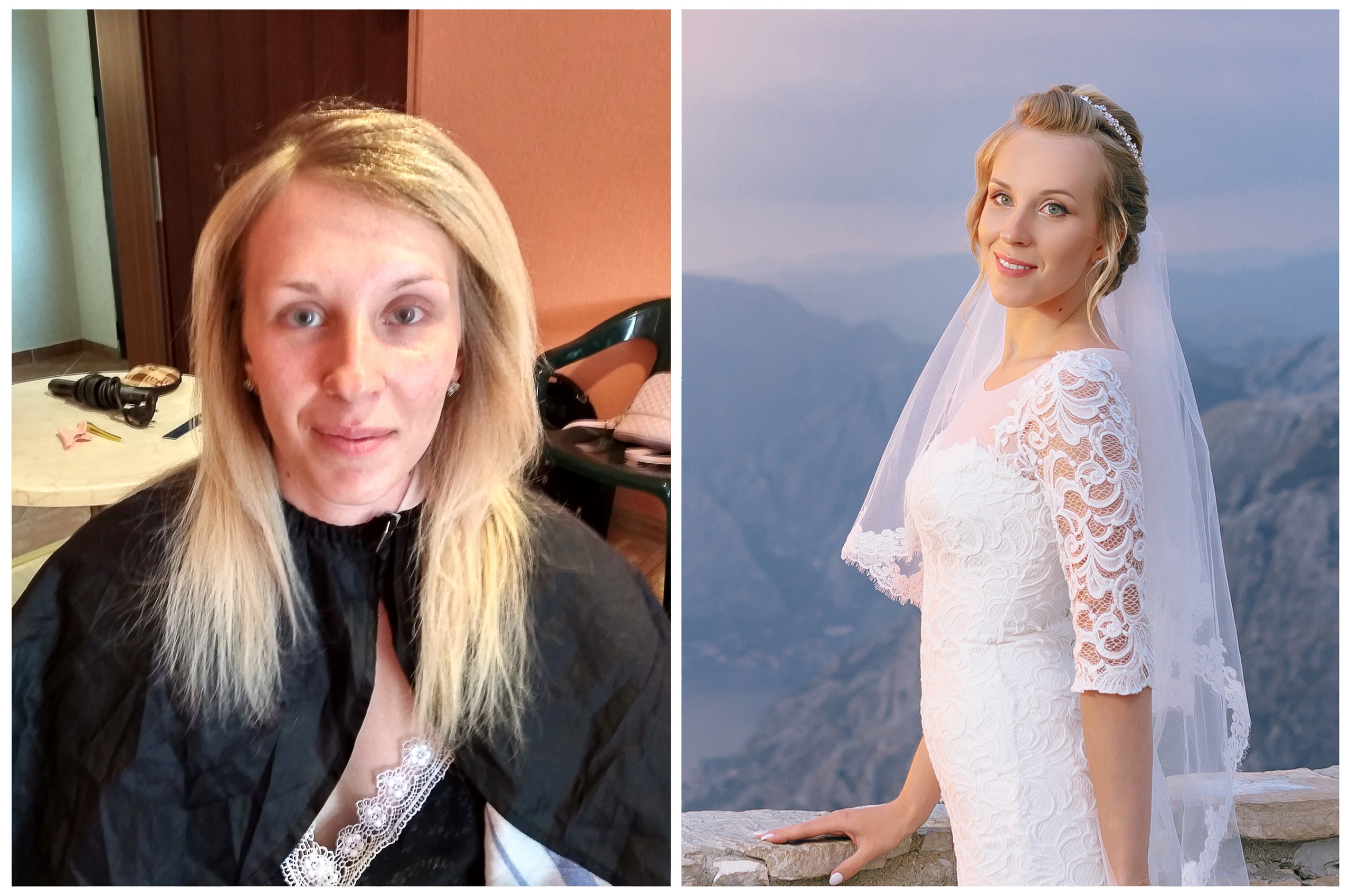 Before/after makeup in Montenegro. Makeup artist and hairdresser in Montenegro Nadia Lia