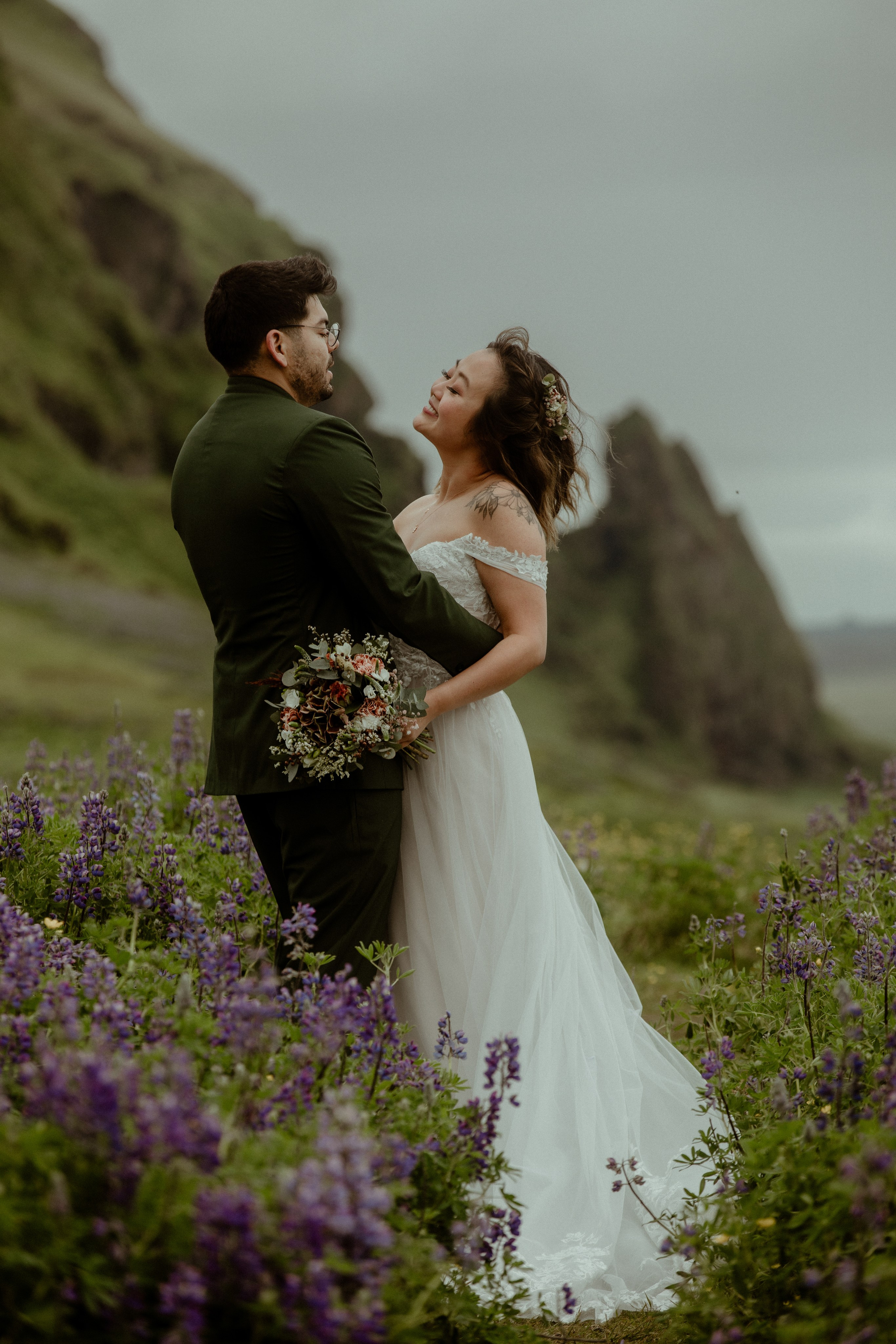 Elopement at Kvernufoss Waterfall. Iceland elopement photographer & videographer