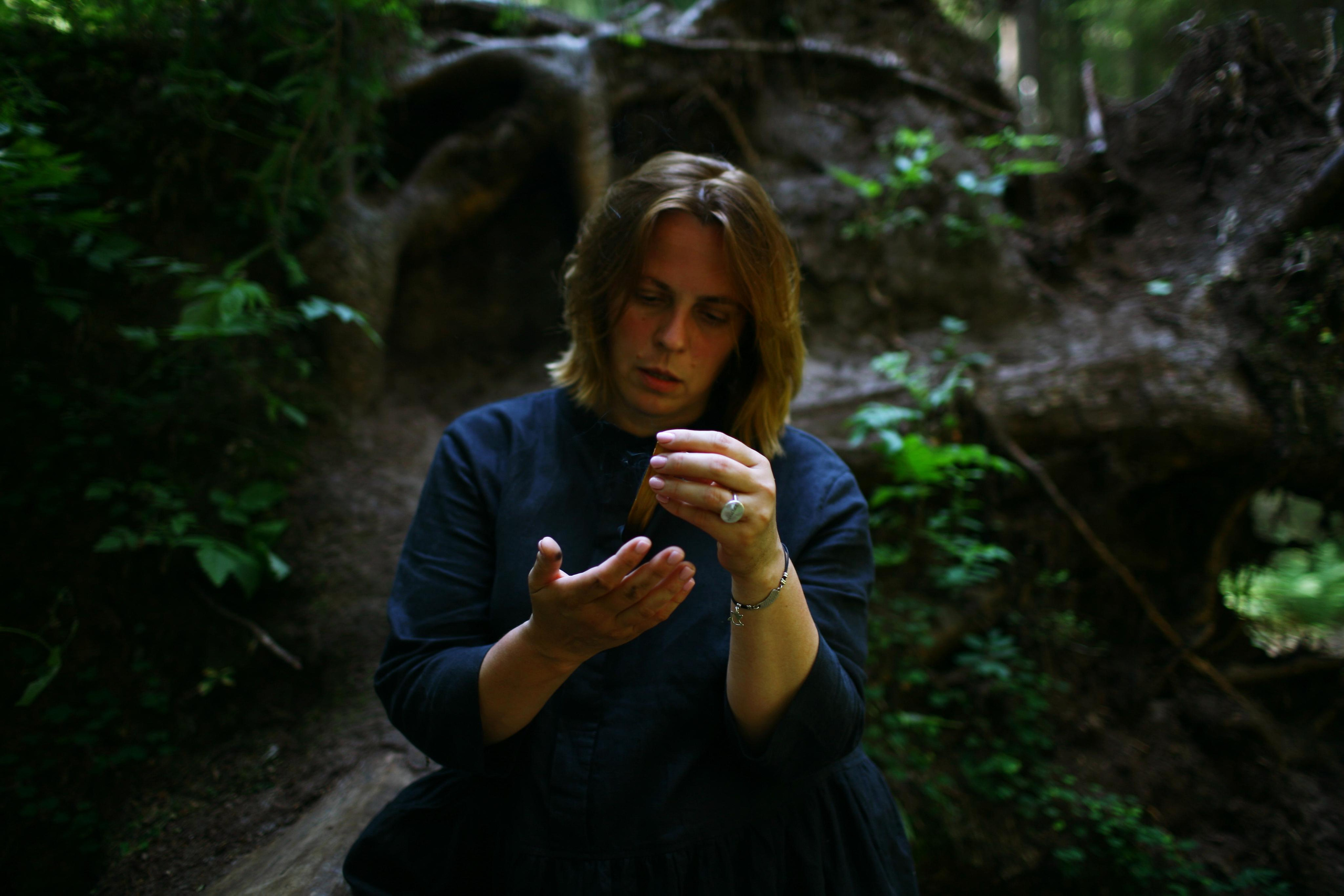 Anna, by herself. Woods and a little bit fire. Victoria Dini. Art photography in London / Folkestone, UK