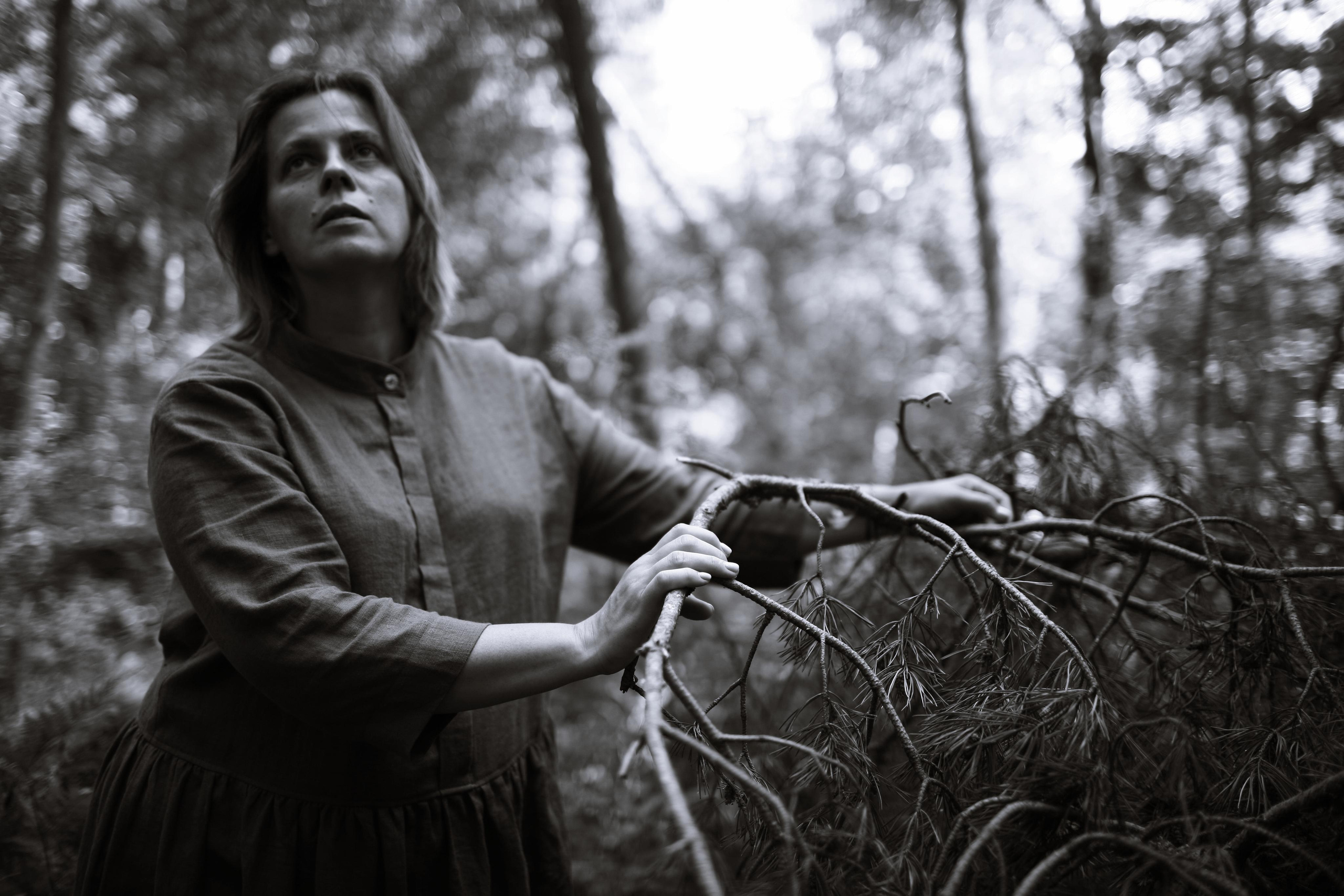 Anna, by herself. Woods and a little bit fire. Victoria Dini. Art photography in London / Folkestone, UK