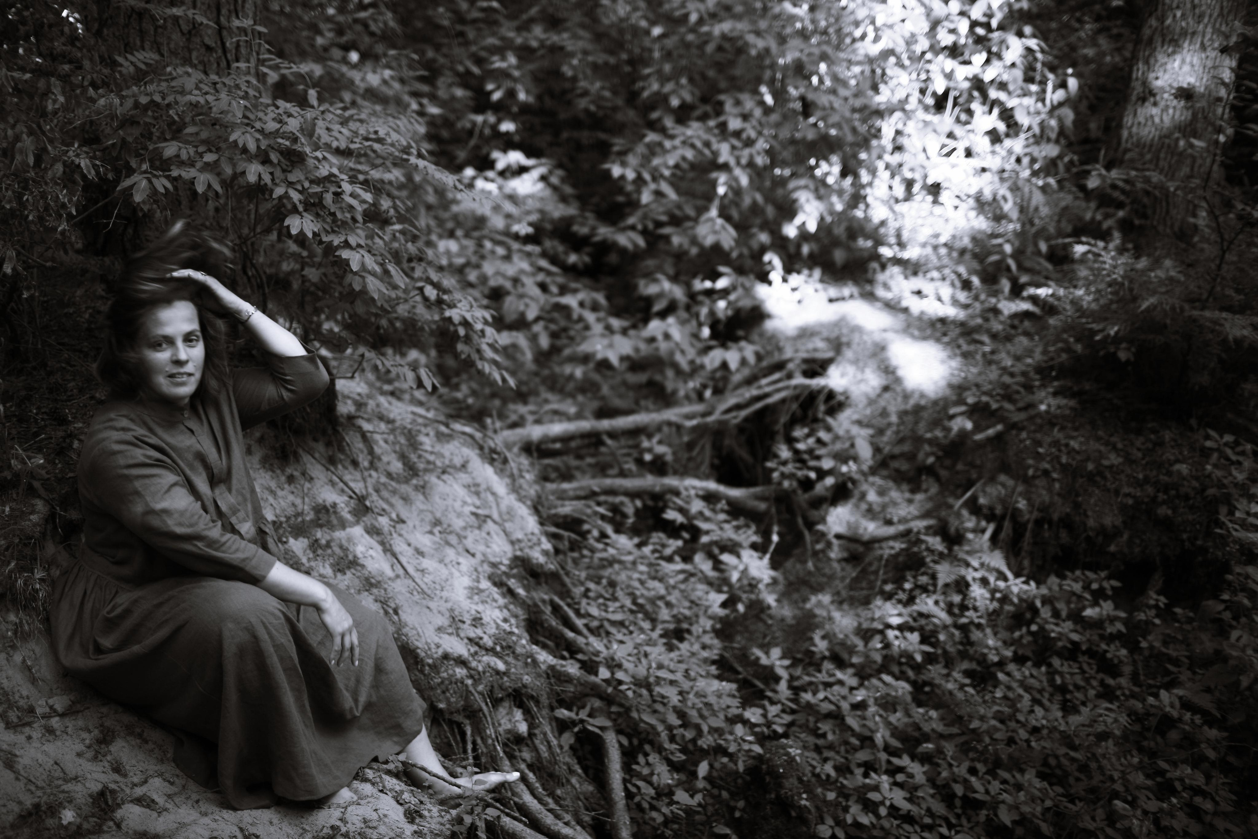 Anna, by herself. Woods and a little bit fire. Victoria Dini. Art photography in London / Folkestone, UK