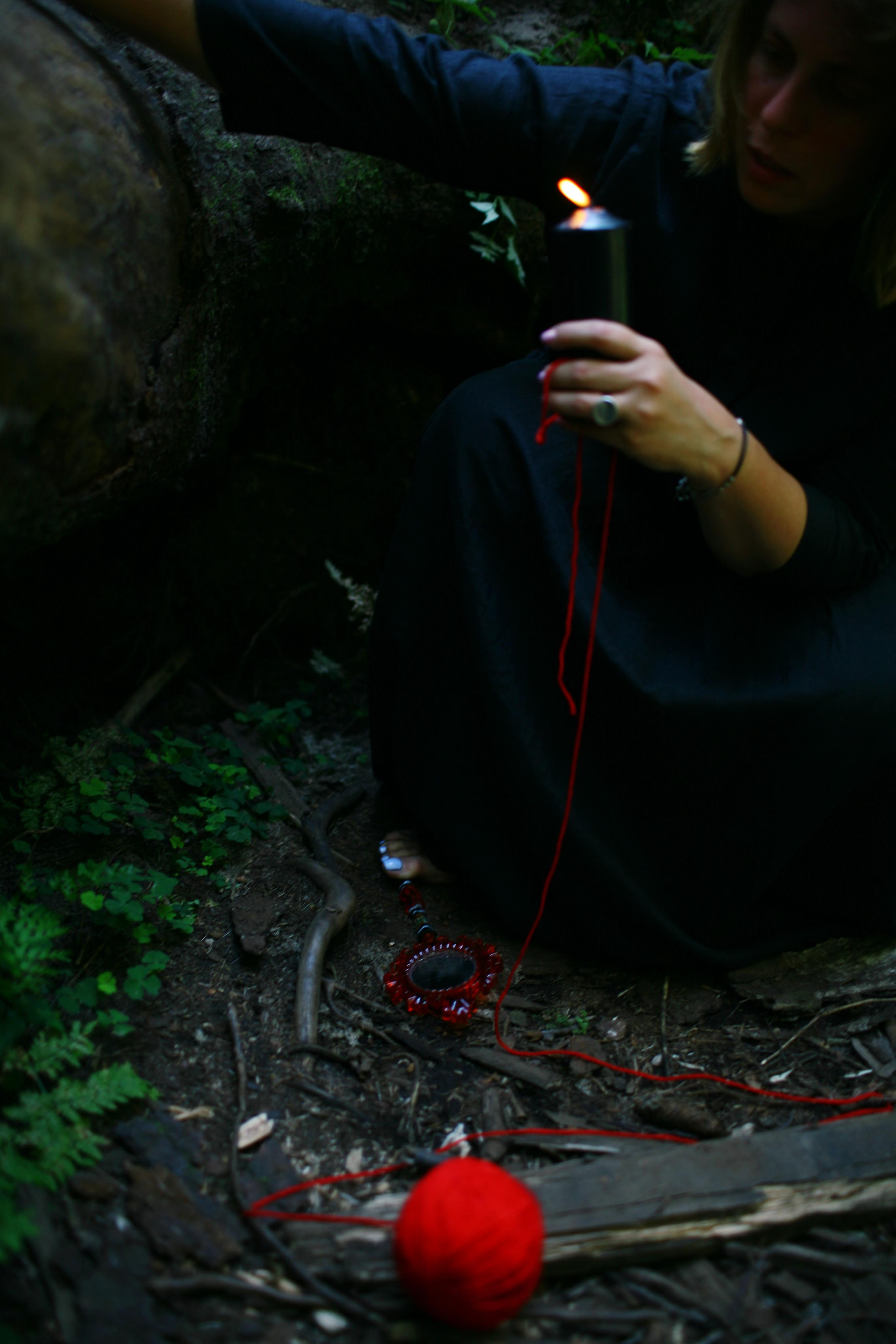 Anna, by herself. Woods and a little bit fire. Victoria Dini. Art photography in London / Folkestone, UK