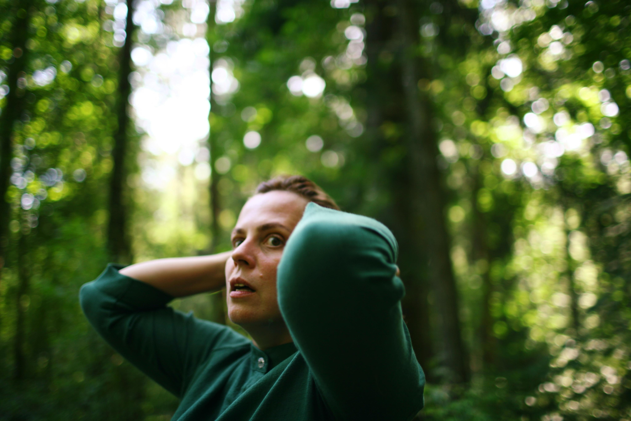 Anna, by herself. Woods and a little bit fire. Victoria Dini. Art photography in London / Folkestone, UK