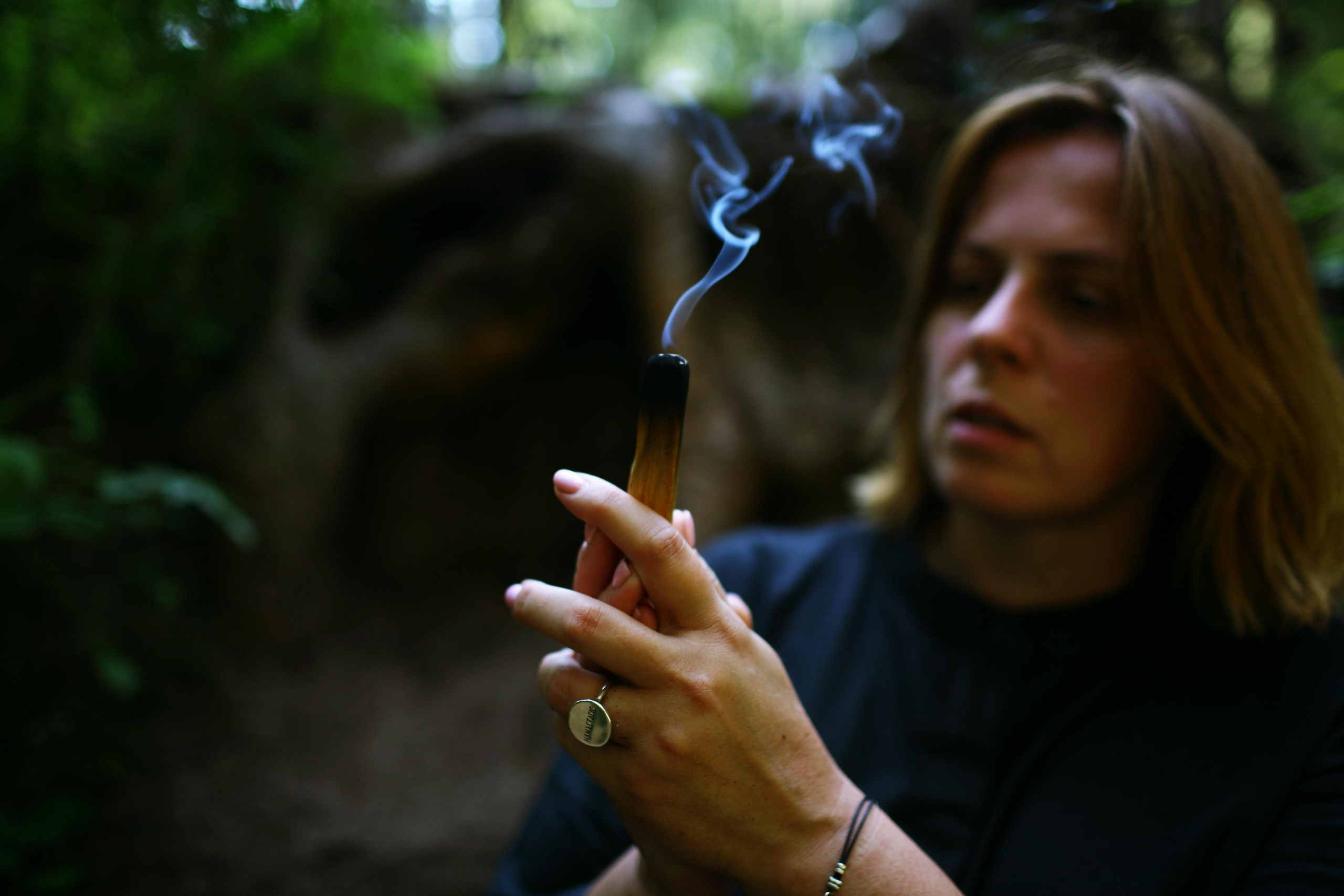 Anna, by herself. Woods and a little bit fire. Victoria Dini. Art photography in London / Folkestone, UK