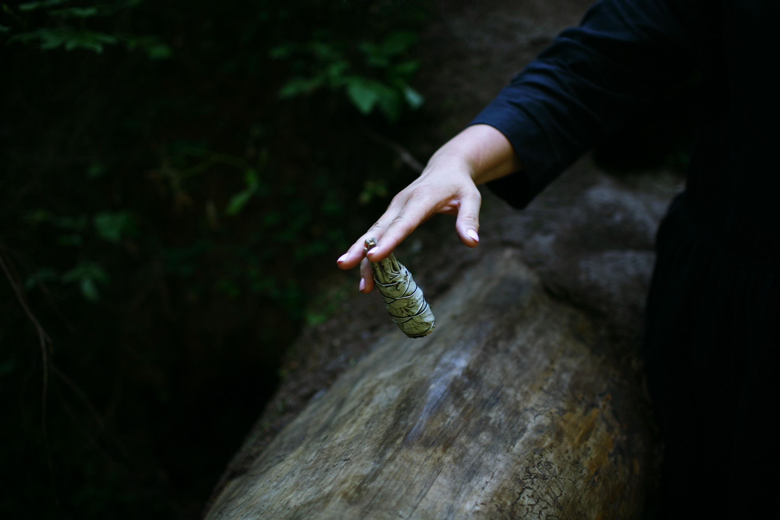 Anna, by herself. Woods and a little bit fire. Victoria Dini. Art photography in London / Folkestone, UK
