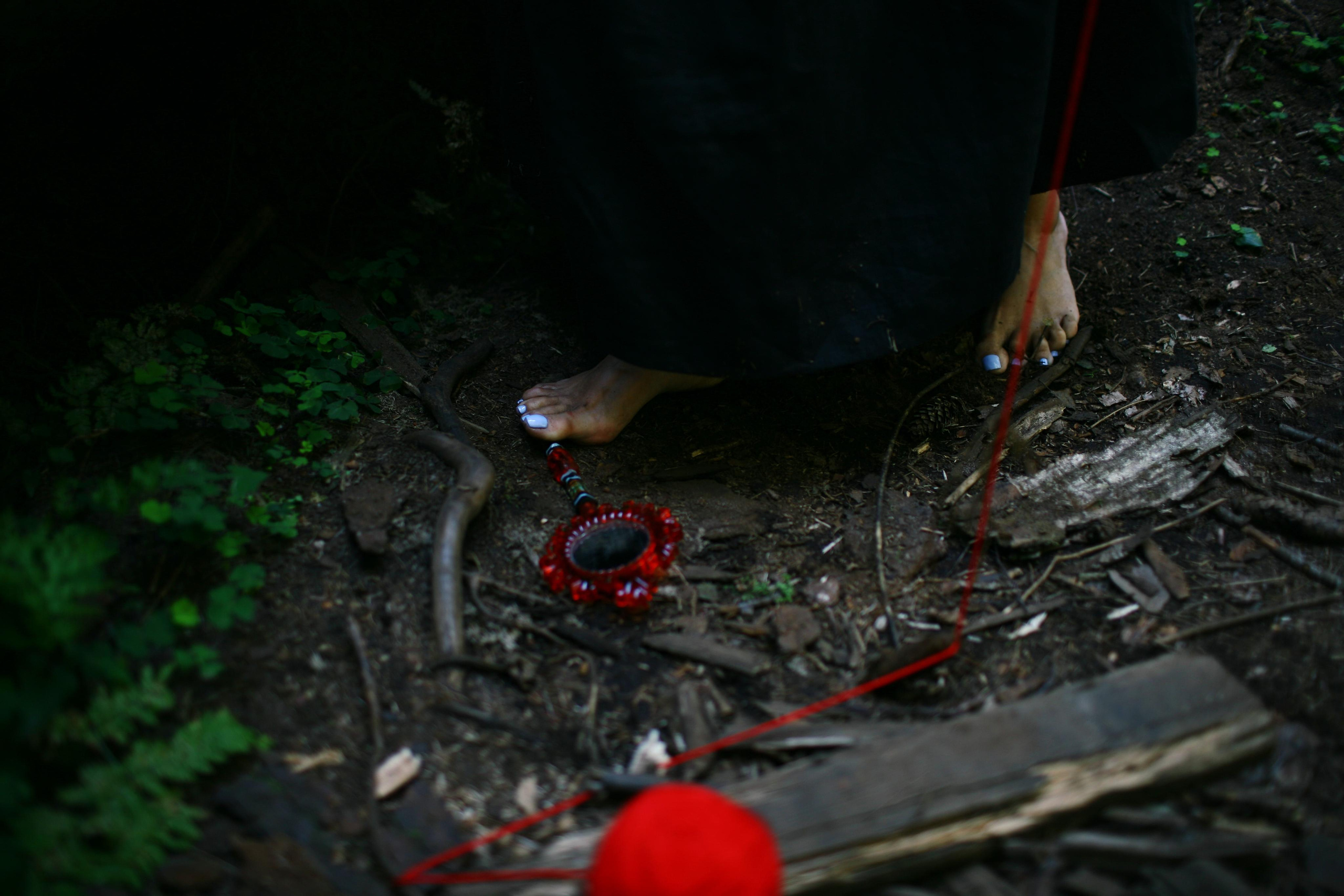 Anna, by herself. Woods and a little bit fire. Victoria Dini. Art photography in London / Folkestone, UK