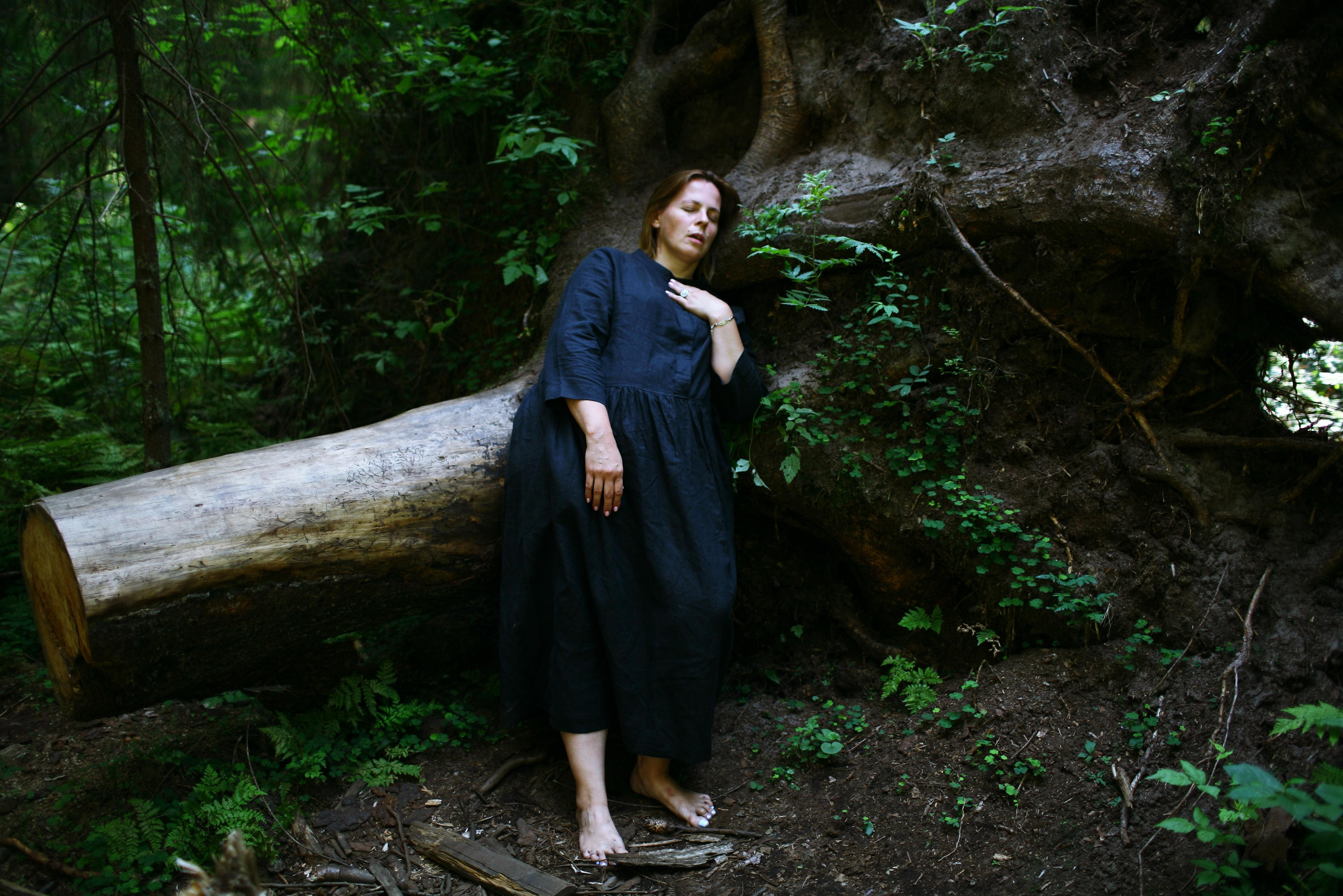 Anna, by herself. Woods and a little bit fire. Victoria Dini. Art photography in London / Folkestone, UK