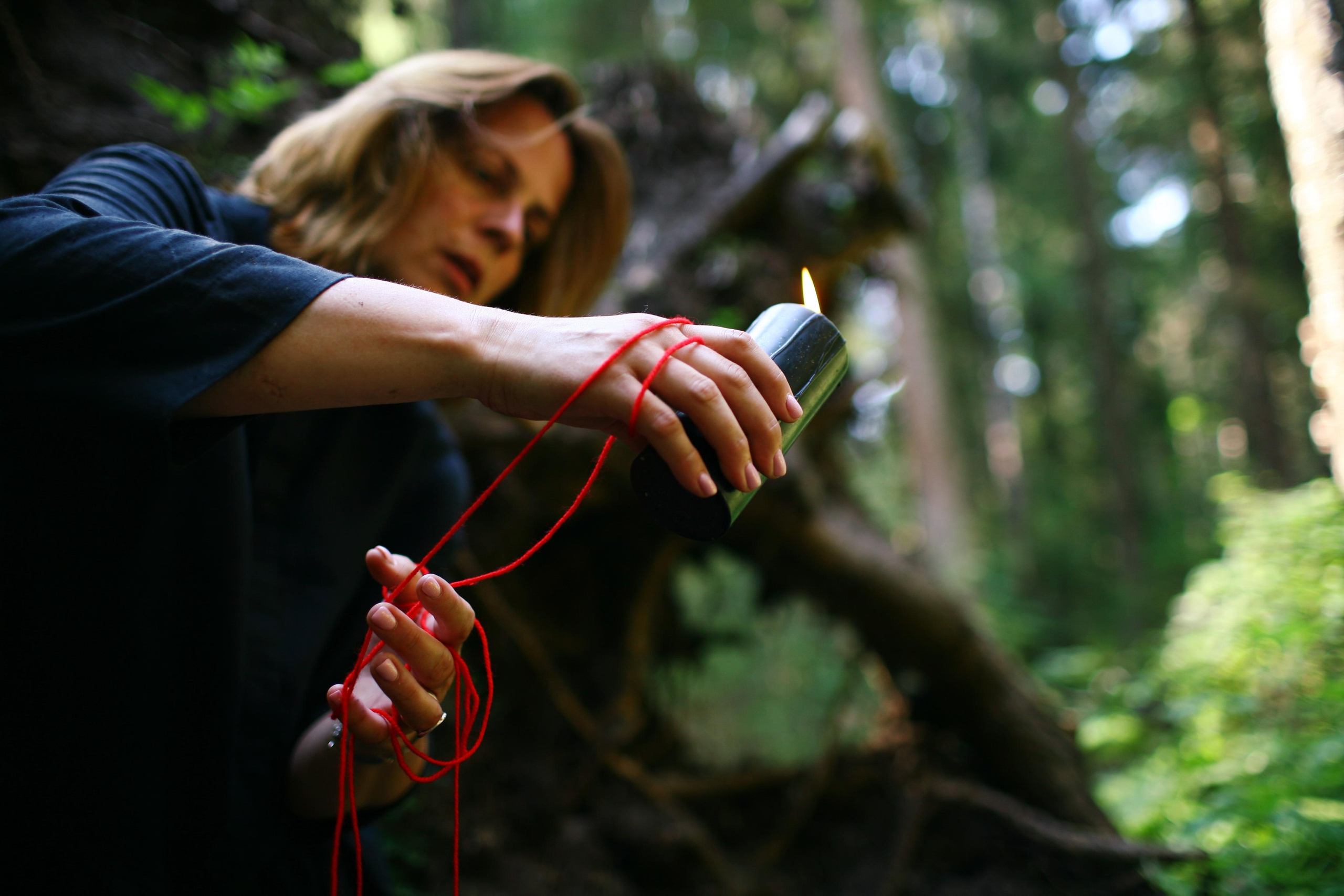 Anna, by herself. Woods and a little bit fire. Victoria Dini. Art photography in London / Folkestone, UK