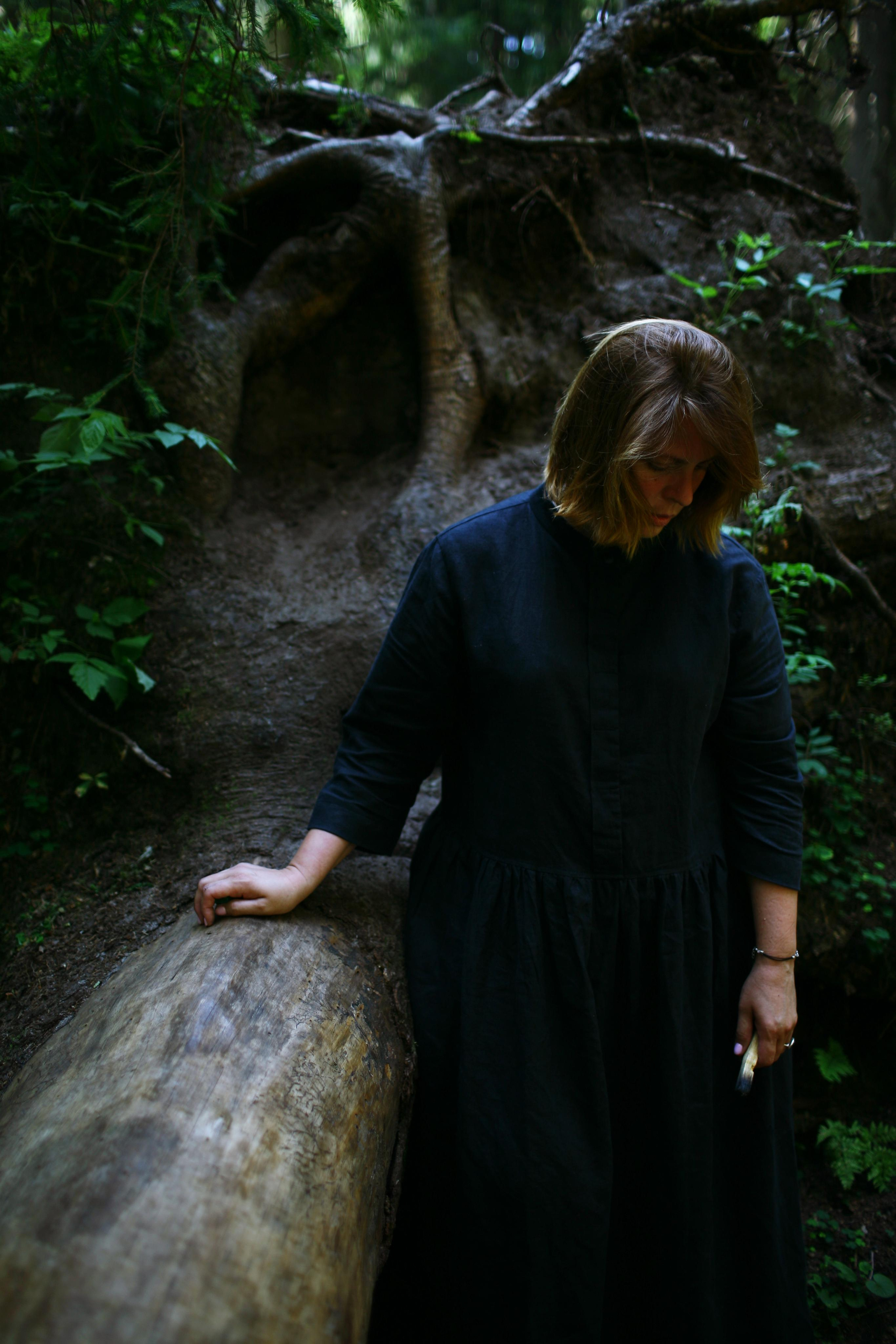 Anna, by herself. Woods and a little bit fire. Victoria Dini. Art photography in London / Folkestone, UK