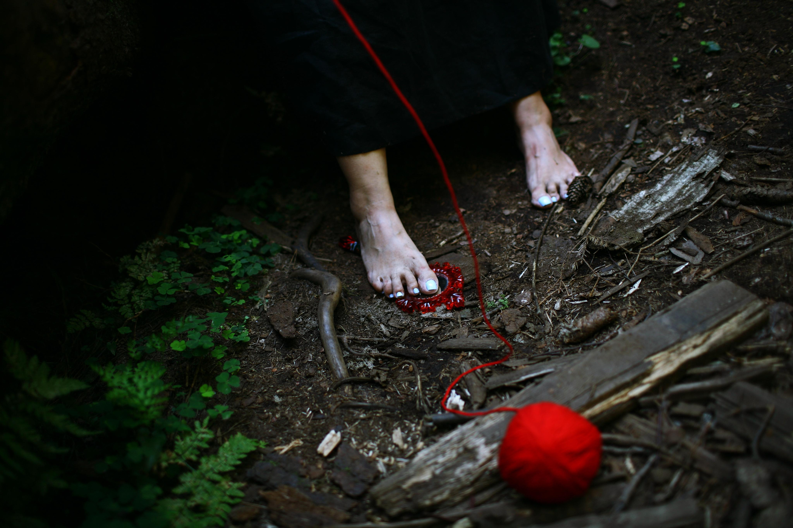 Anna, by herself. Woods and a little bit fire. Victoria Dini. Art photography in London / Folkestone, UK