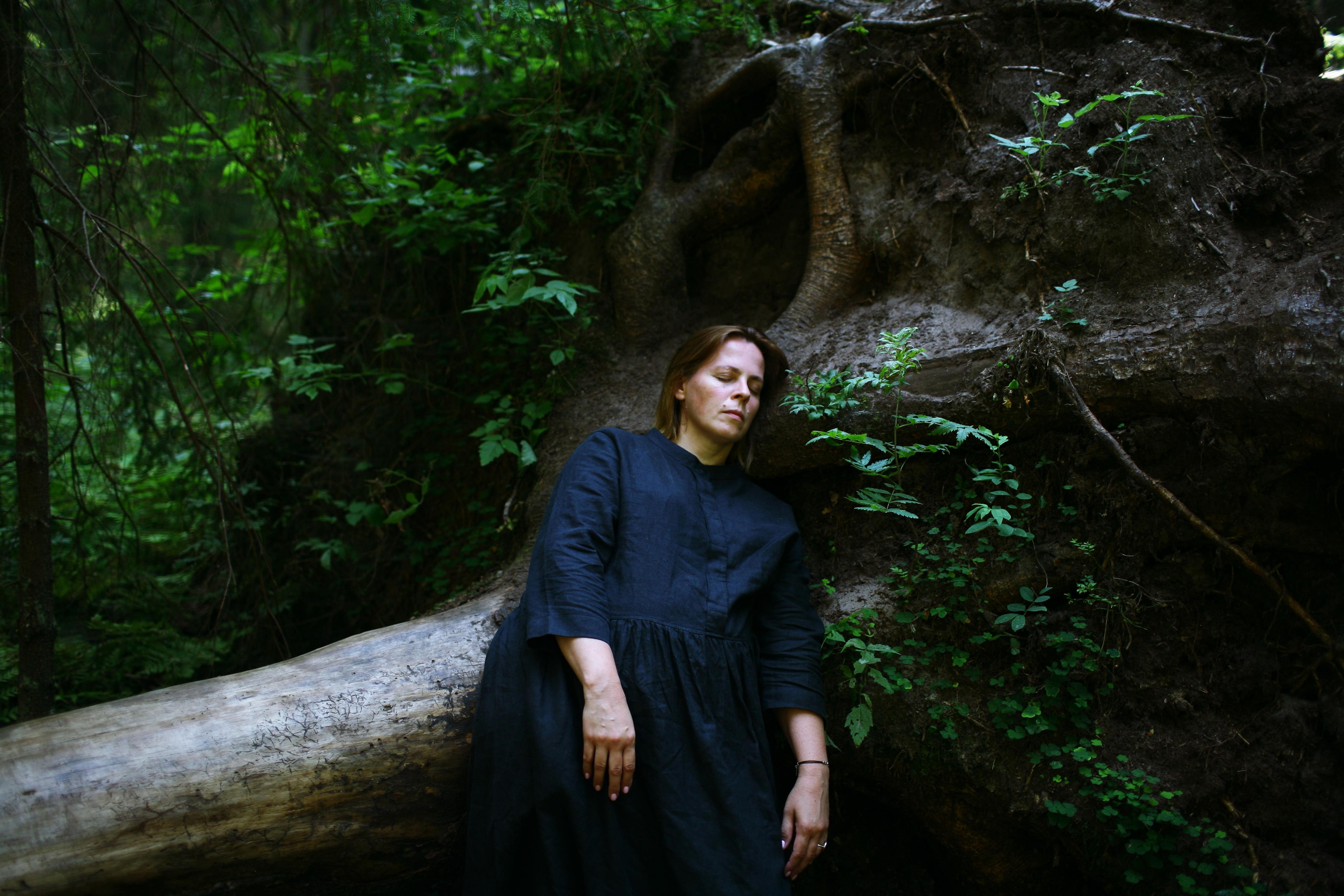 Anna, by herself. Woods and a little bit fire. Victoria Dini. Art photography in London / Folkestone, UK