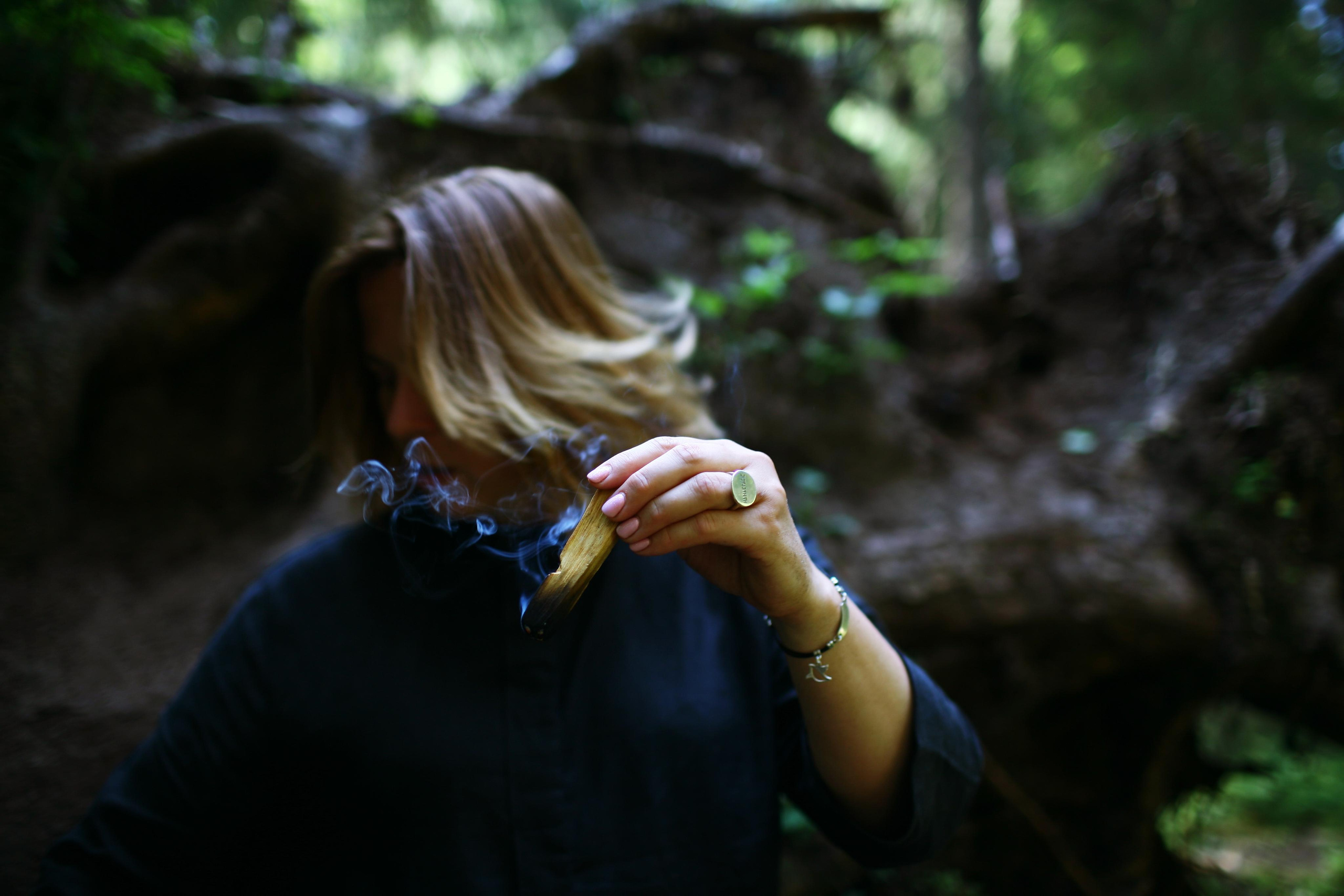 Anna, by herself. Woods and a little bit fire. Victoria Dini. Art photography in London / Folkestone, UK