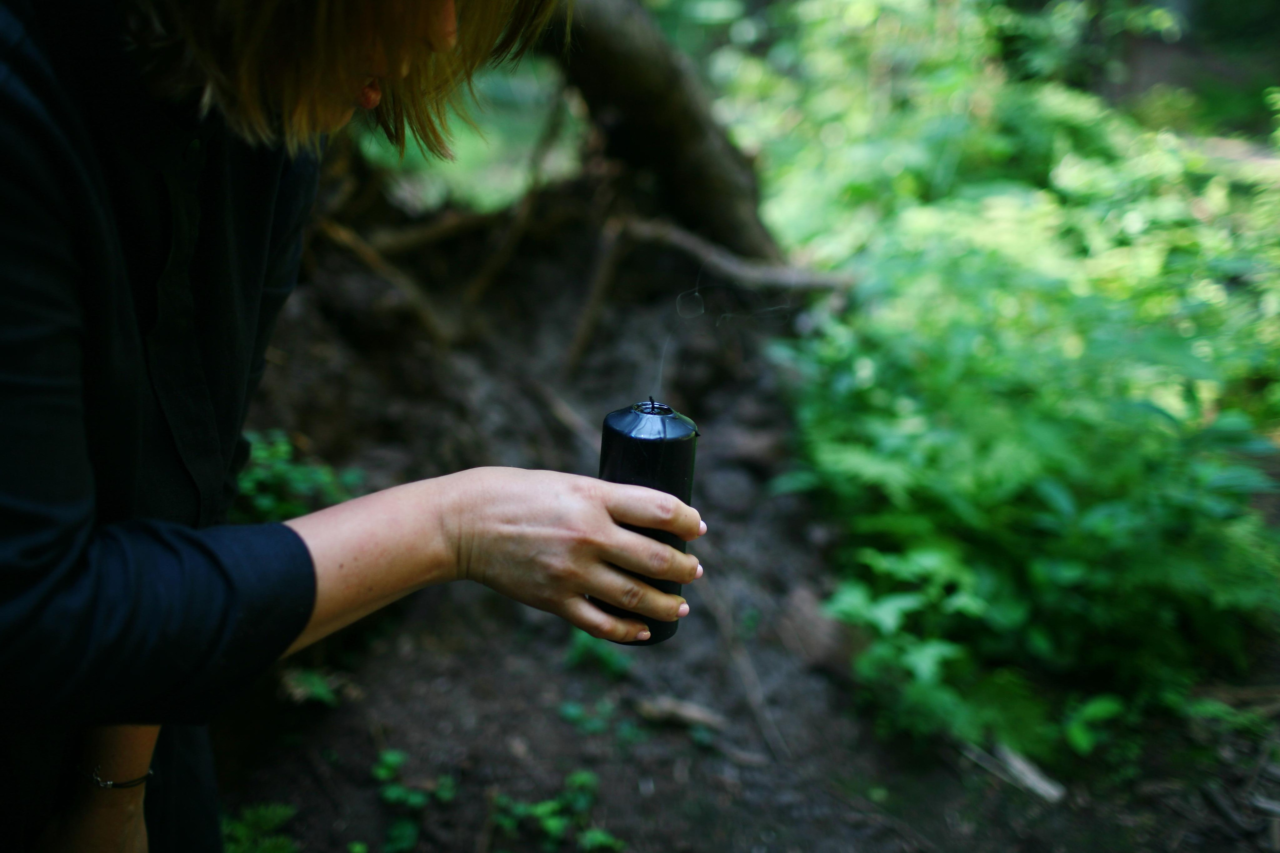Anna, by herself. Woods and a little bit fire. Victoria Dini. Art photography in London / Folkestone, UK