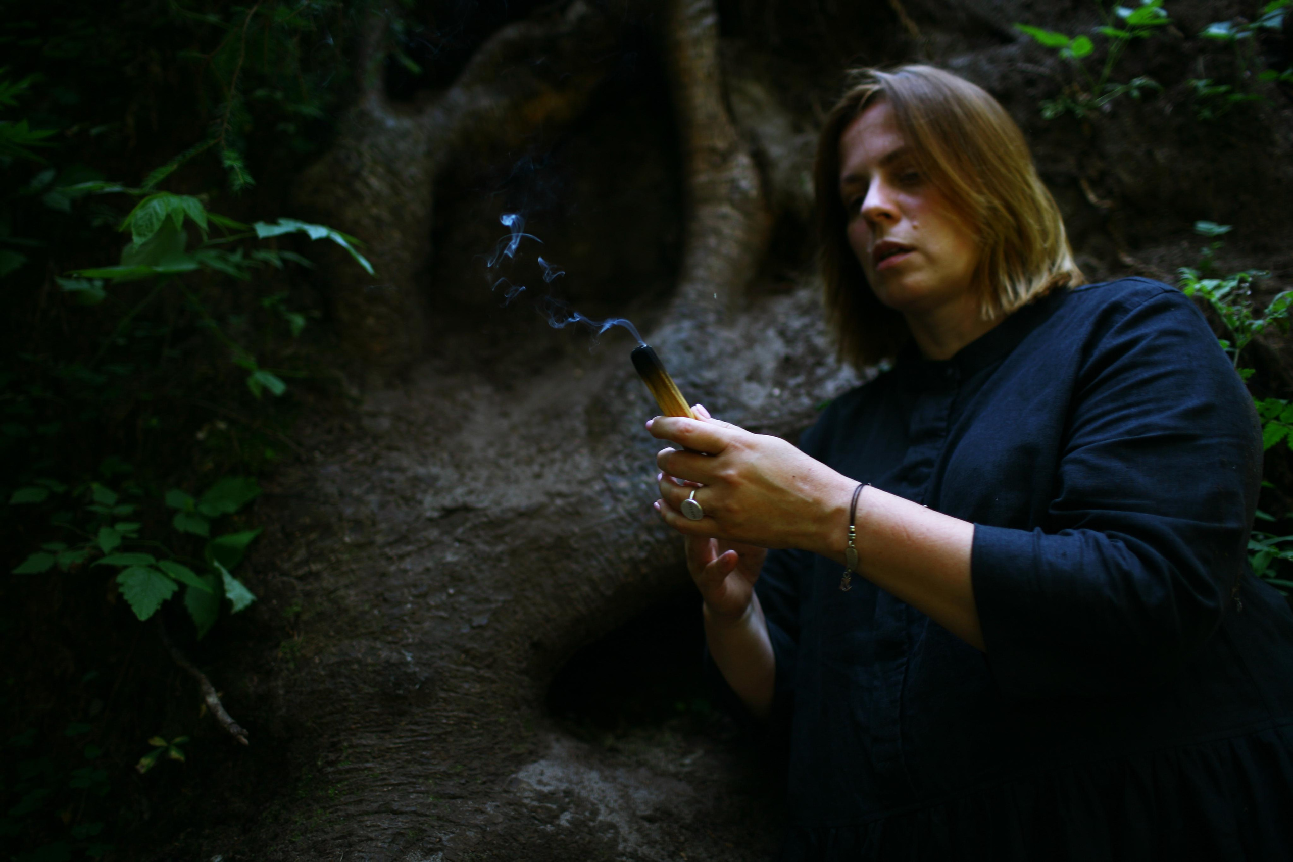 Anna, by herself. Woods and a little bit fire. Victoria Dini. Art photography in London / Folkestone, UK