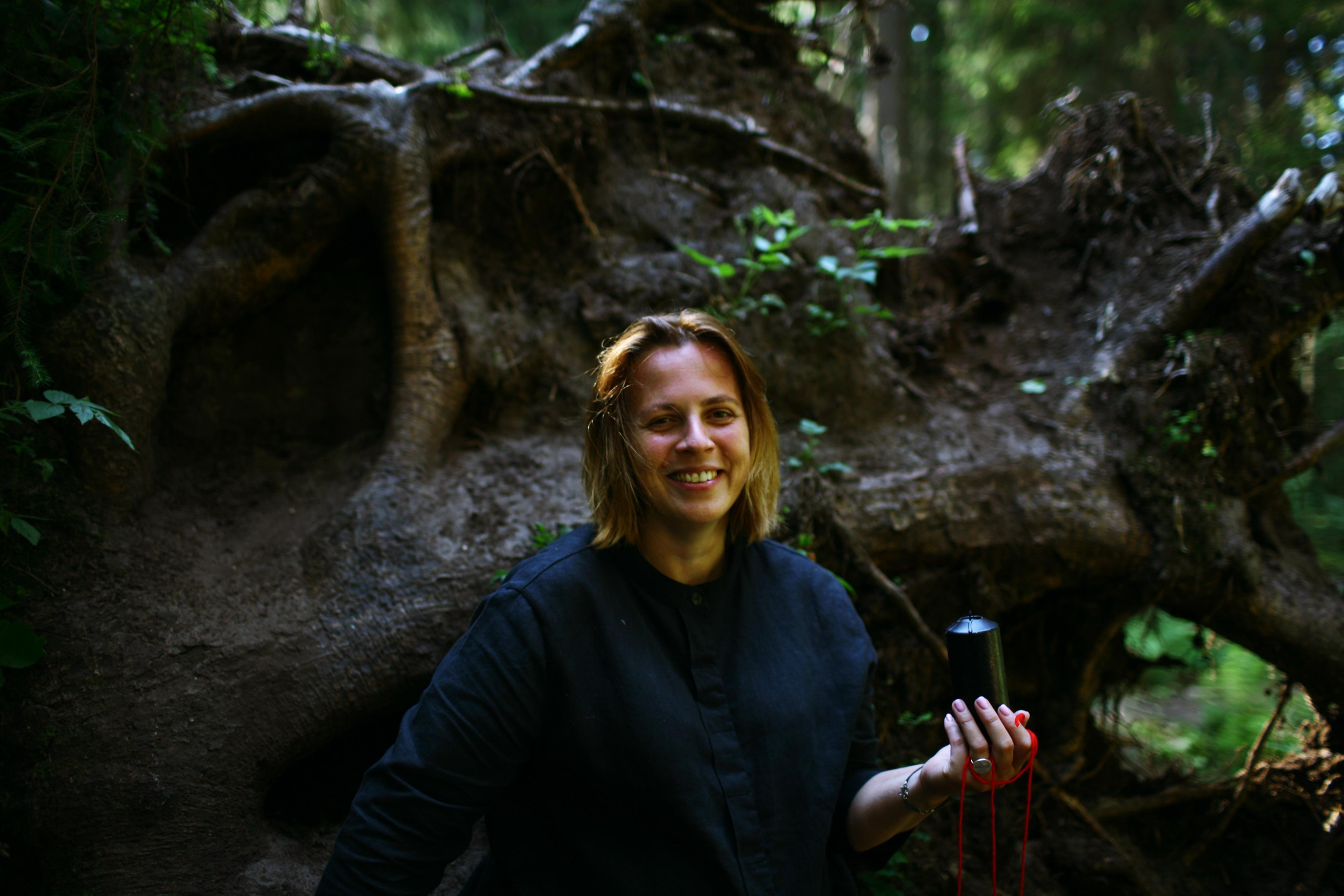 Anna, by herself. Woods and a little bit fire. Victoria Dini. Art photography in London / Folkestone, UK