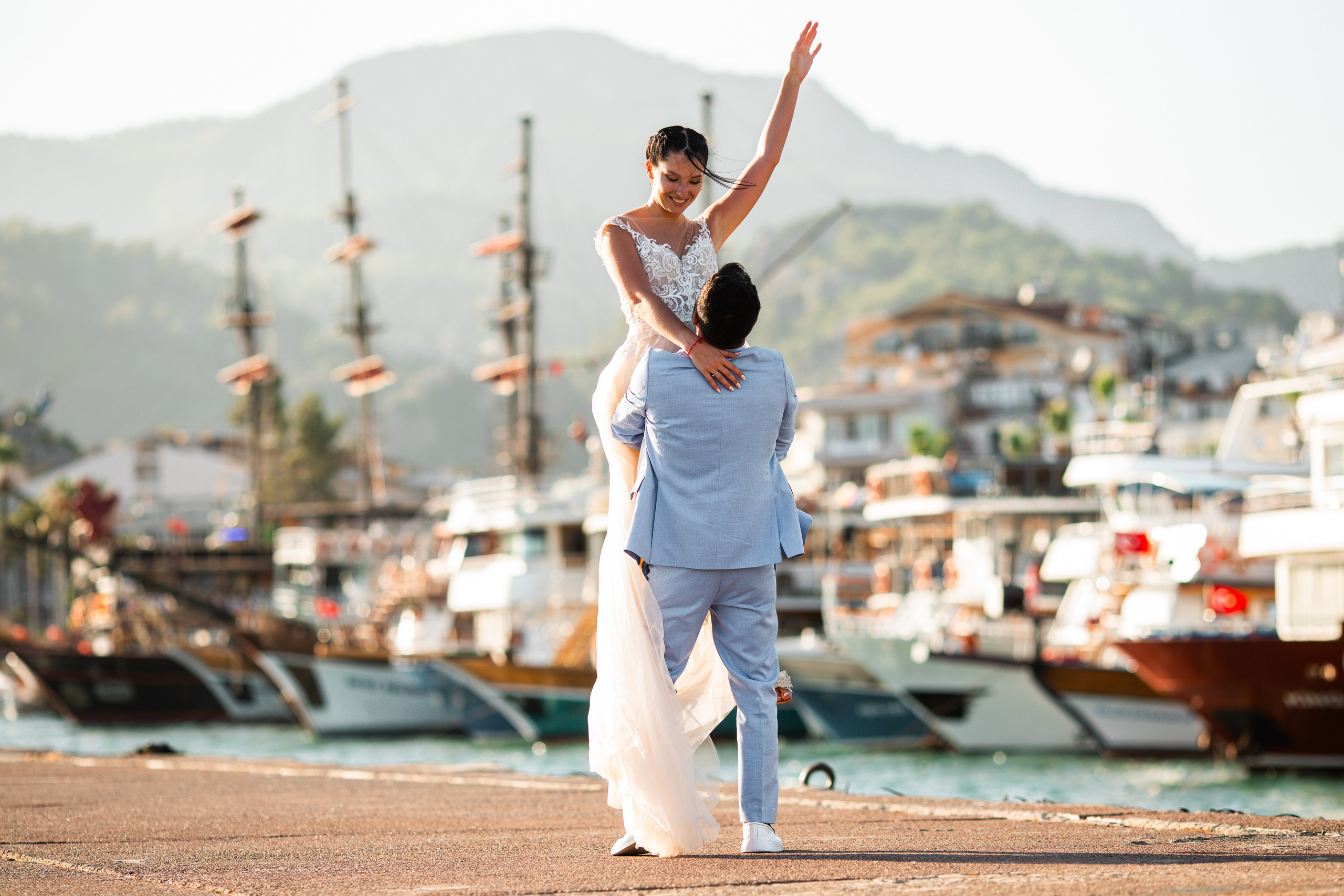 Wedding photoshoot at sunset in Bodrum beach