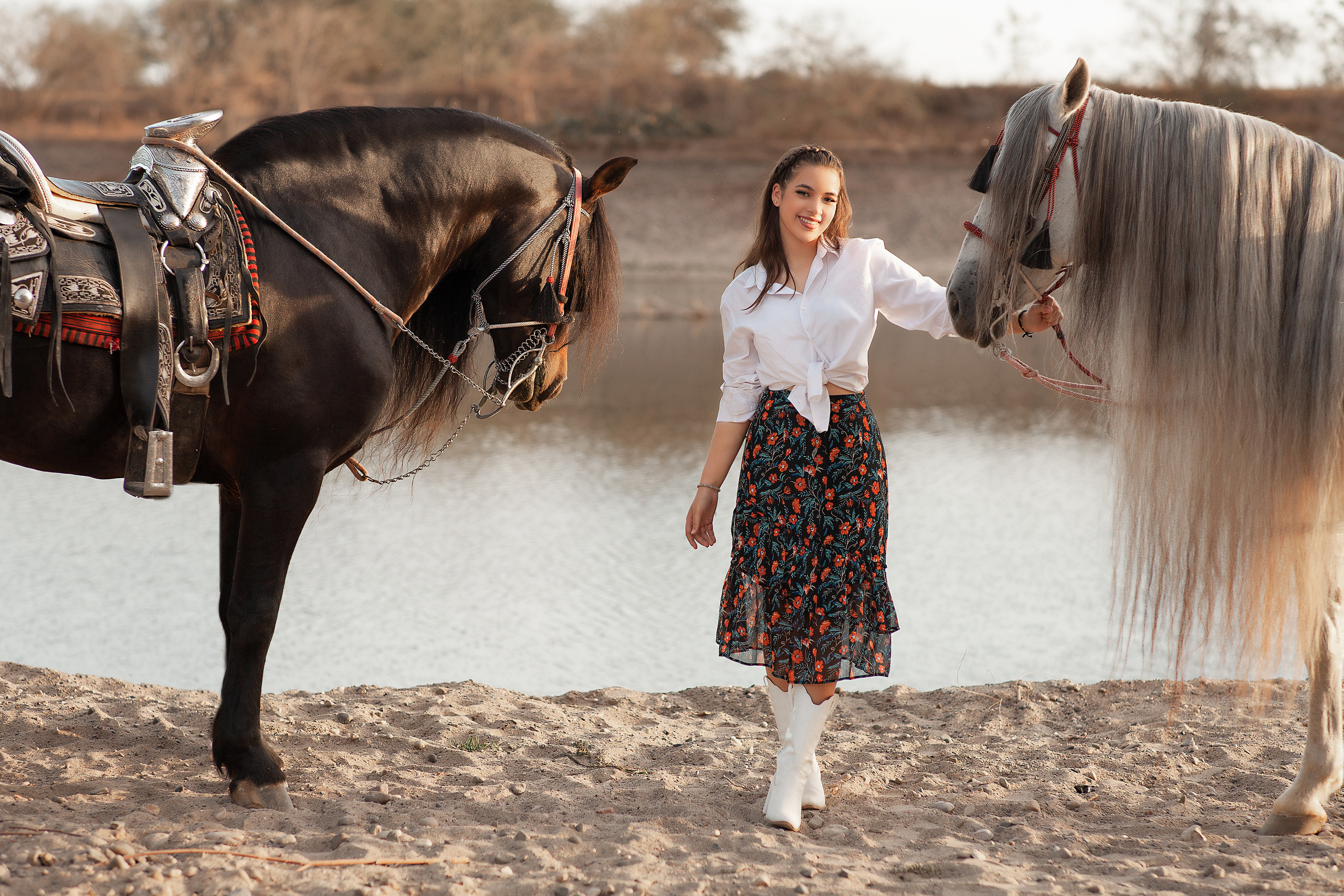 photoshoot with 2 horses