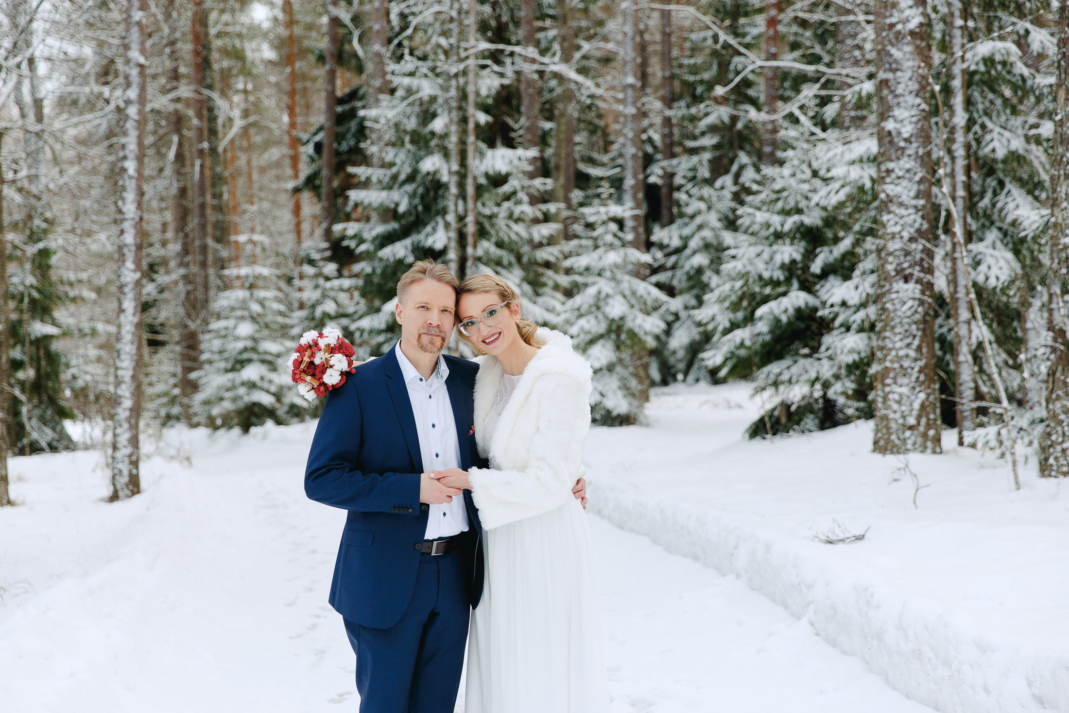 Talviset hääkuvat, hääkuvaus Nuuksiossa