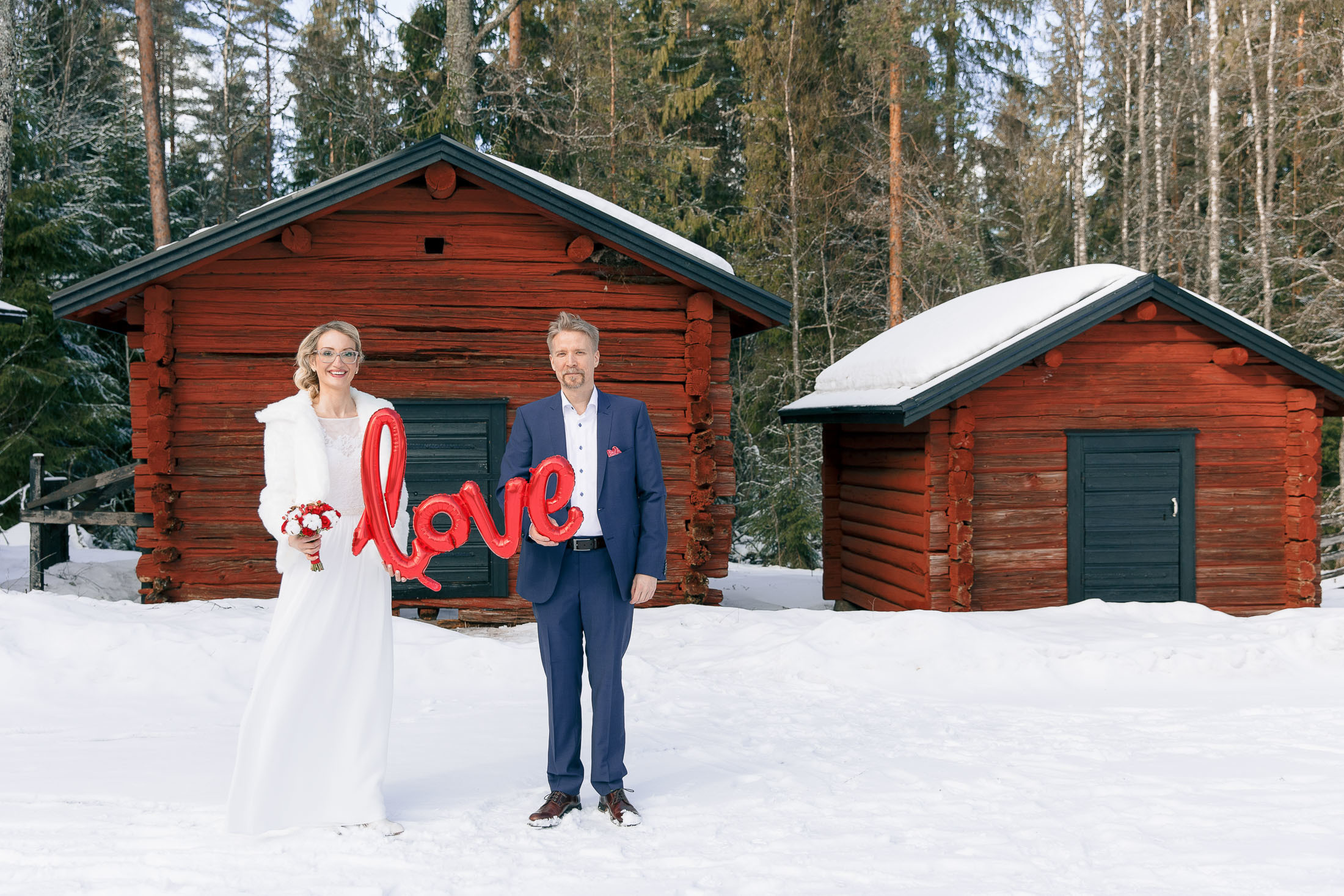 Talviset hääkuvat, hääkuvaus Nuuksiossa