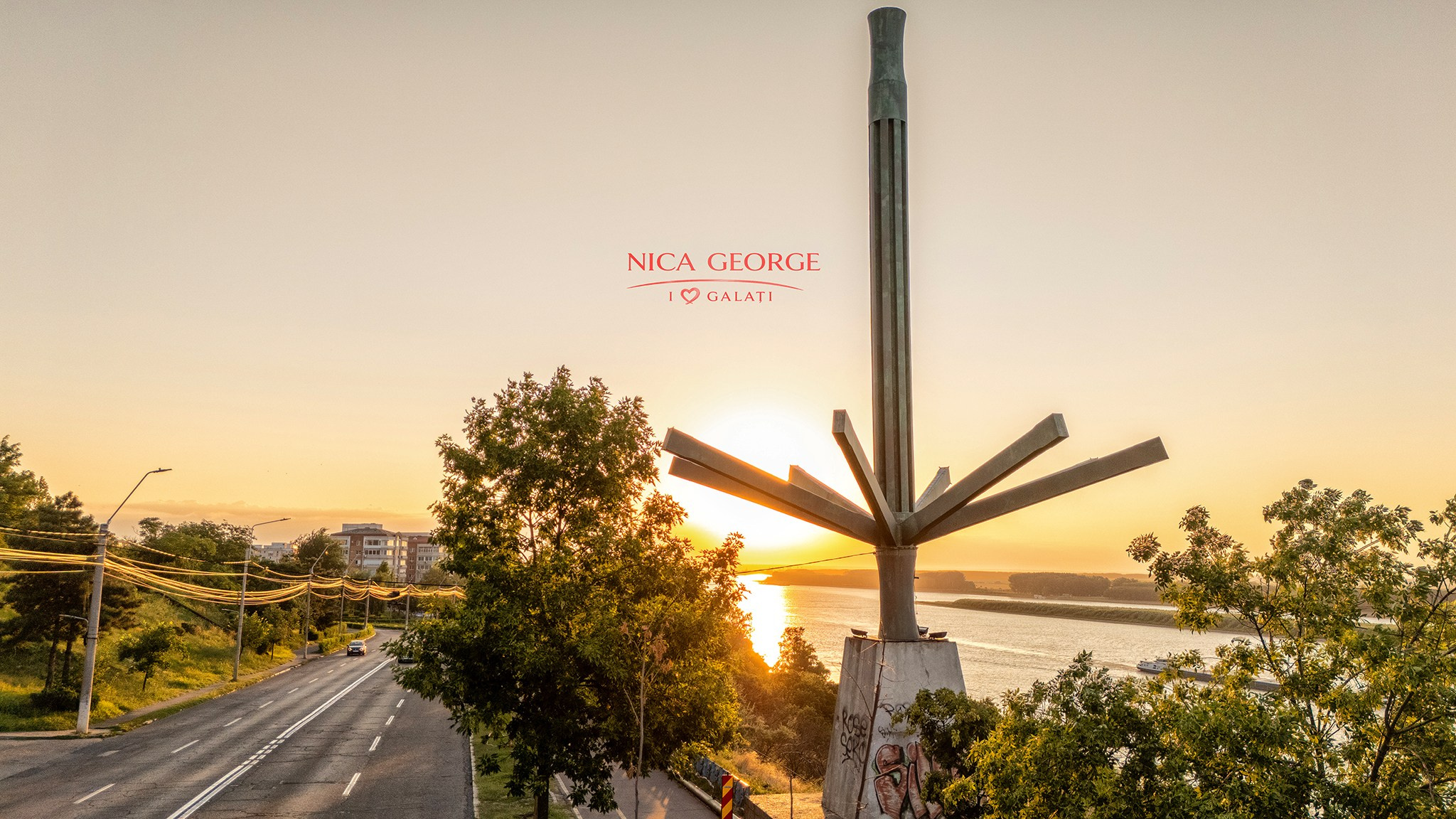 Faleza Dunării din Galați la apus – locație pentru ședințe foto de nuntă
