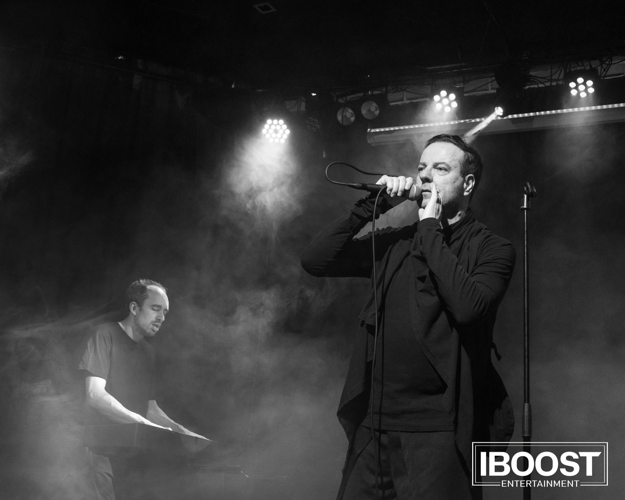 Black-and-white concert photo of Krasovitsky performing live on stage in Sofia.